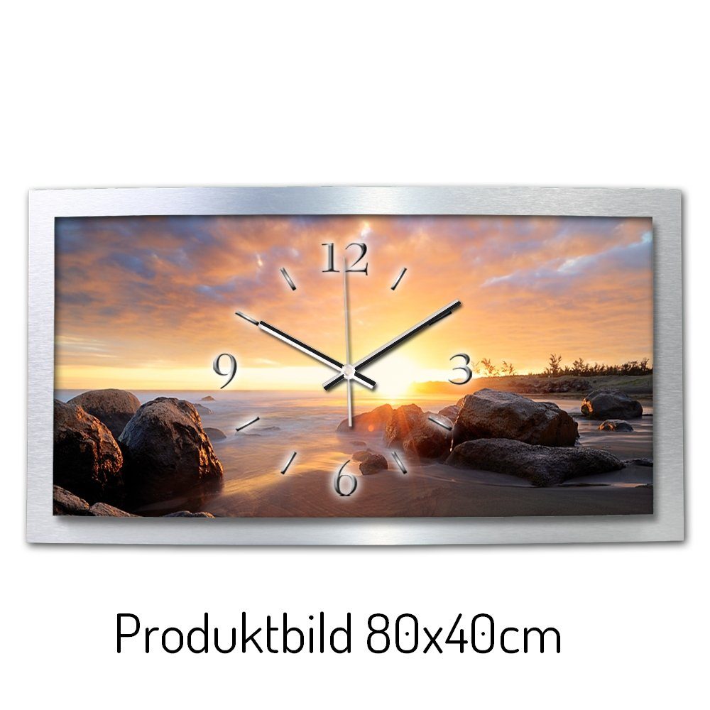 Kreative Feder Funkwanduhr 3D Designer-Wanduhr „Felsen am Strand“ aus gebür günstig online kaufen