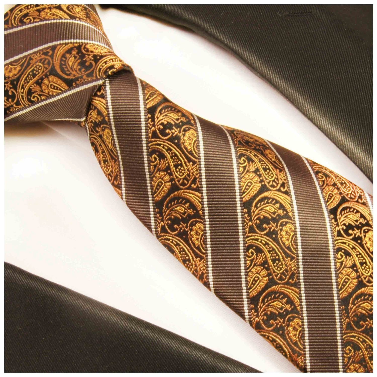 Seide Schmal Herren gestreift Krawatte Schlips paisley Paul 392 100% Elegante Seidenkrawatte Malone (6cm), braun