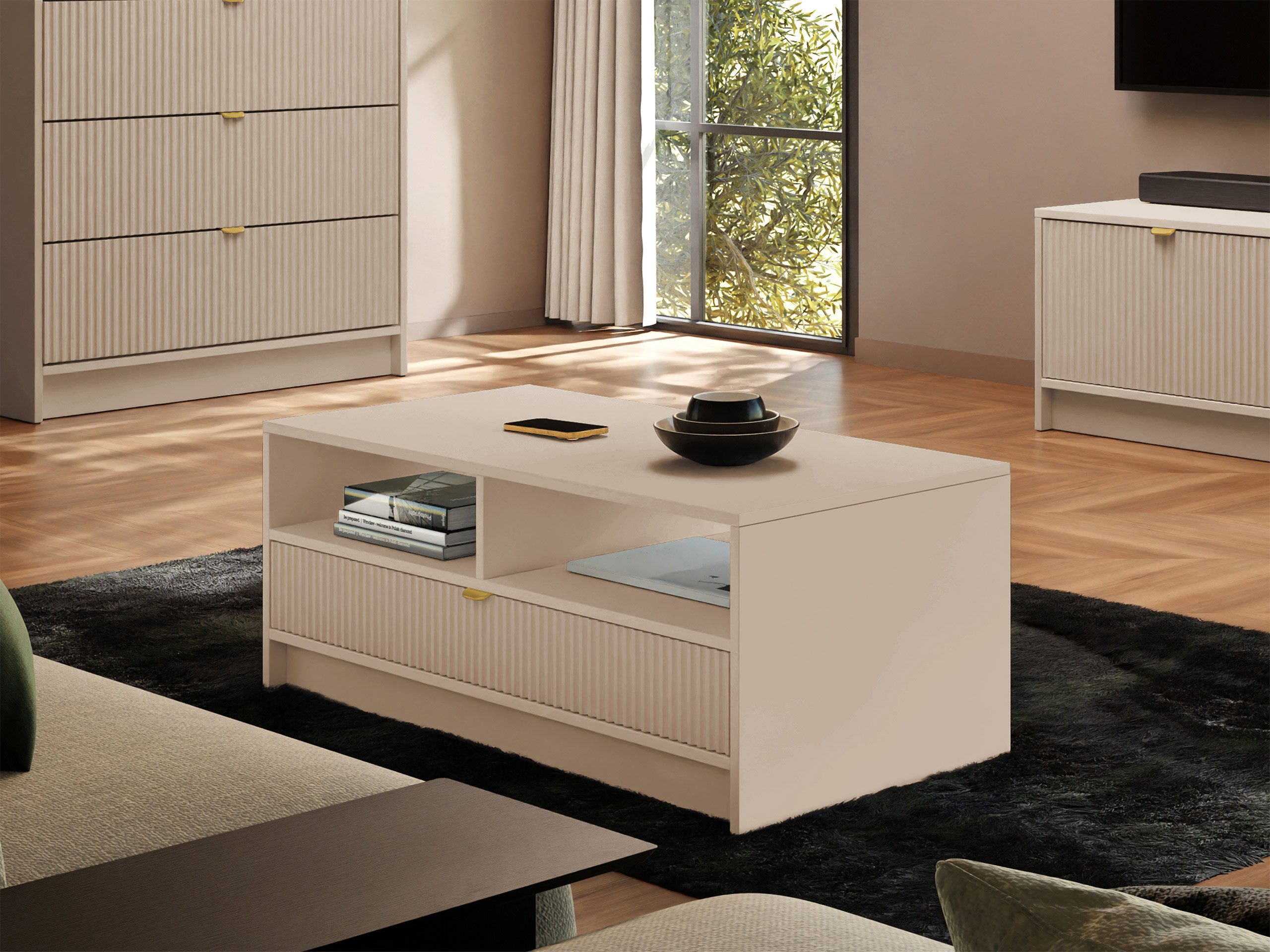 MIRJAN24 Couchtisch Tireno 1SZ (mit Schublade), Aluminiumgriff in der Farbe günstig online kaufen