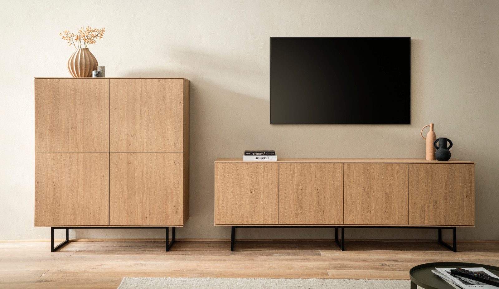 Furn.Design Wohnwand Breda, (Wohnzimmer Set in Stone Eiche Dekor, 2-teilig, günstig online kaufen