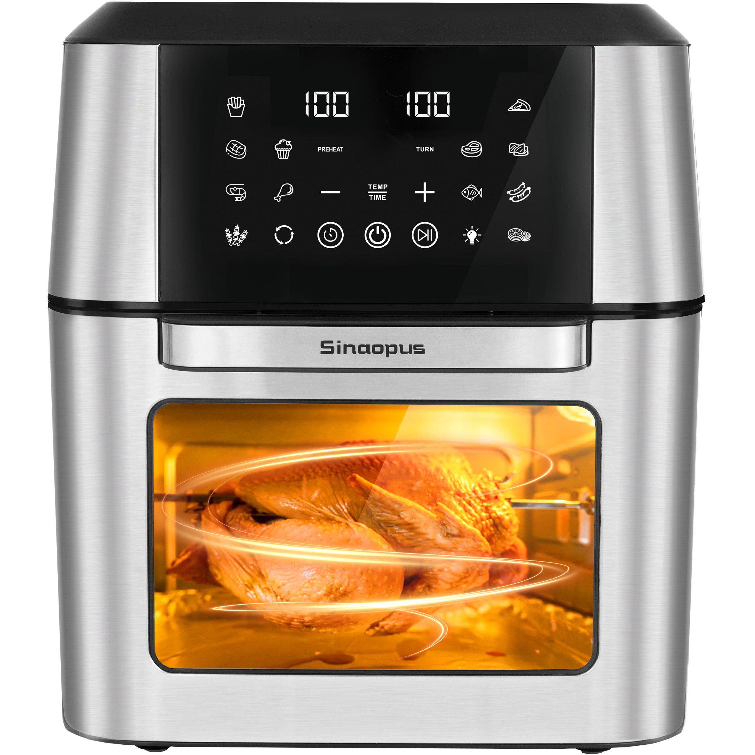 Vankel Heißluftfritteuse 12 L XXL Airfryer mit 12 Programmen, Sichtfenster, Touchdisplay und Minibackofen-Funktion, 1800 W, Fettarm frittieren, backen, grillen und rösten – mit Timer und Zubehör