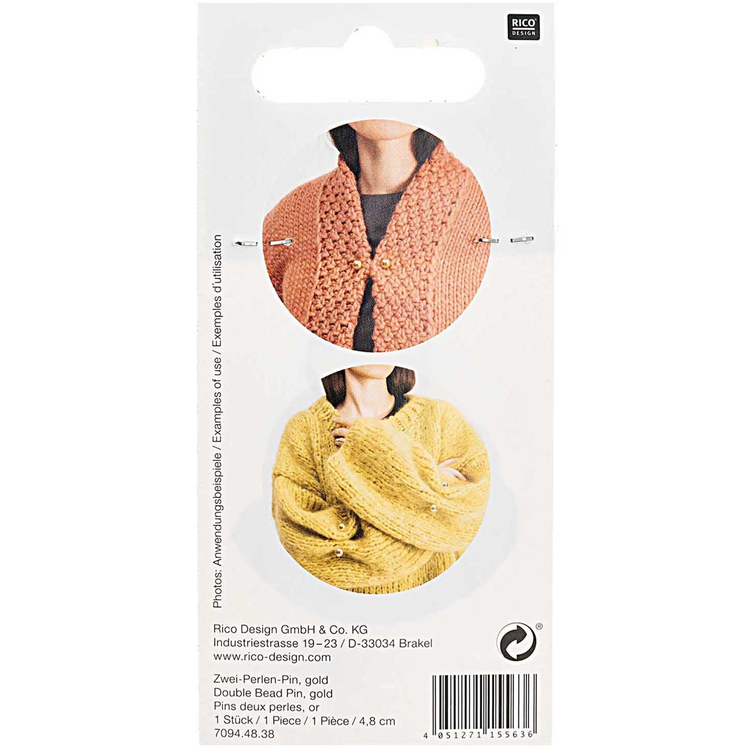 Rico Design Pin-Set Zwei-Perlen-Pin - Das besondere Etwas, Kugel