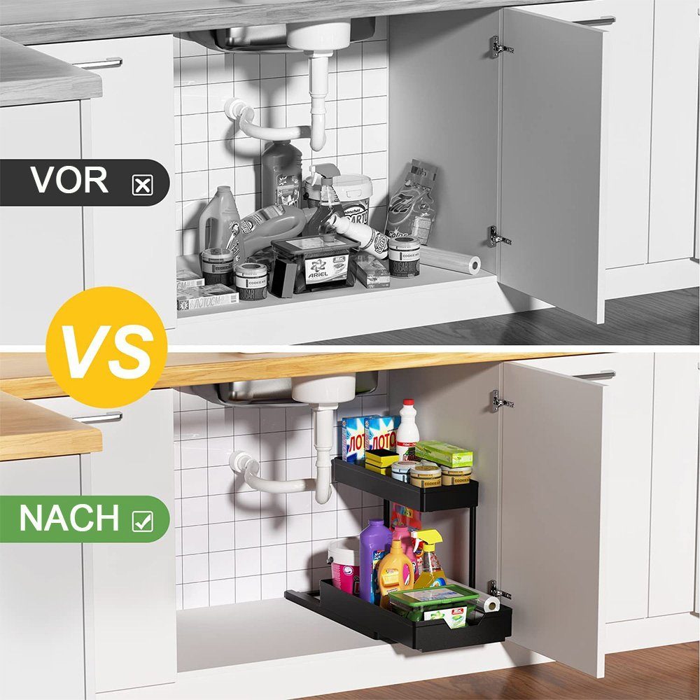Waschbecken Unter Küche Küchenregal NUODWELL Regal Für Schrank-Organizer Schwarz Herausziehbarer