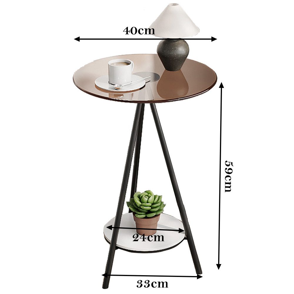 NUODWELL Beistelltisch Couchtisch Rund Glas Beistelltisch,2 günstig online kaufen