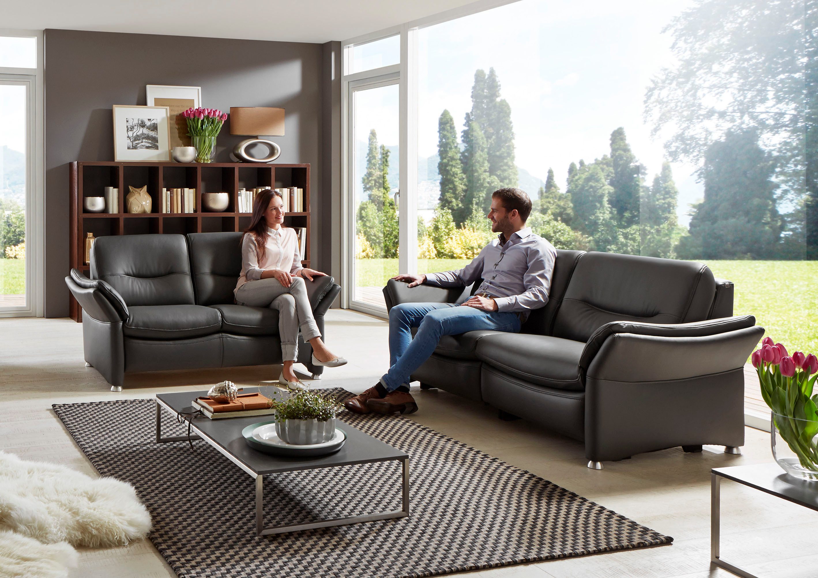 HUKLA 2,5-Sitzer HU-SF15058 Ledersofa, Breite 194 cm, aus Leder, optional Kopfstütze u. WallAway-Funktion