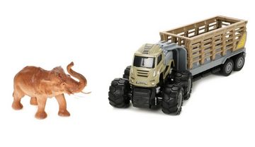 Bubble-Store Spielzeug-LKW Spielzeug Tiertransporter, (Zugmaschine mit Friktionsantrieb), Anhänger mit Gatter und Elefant