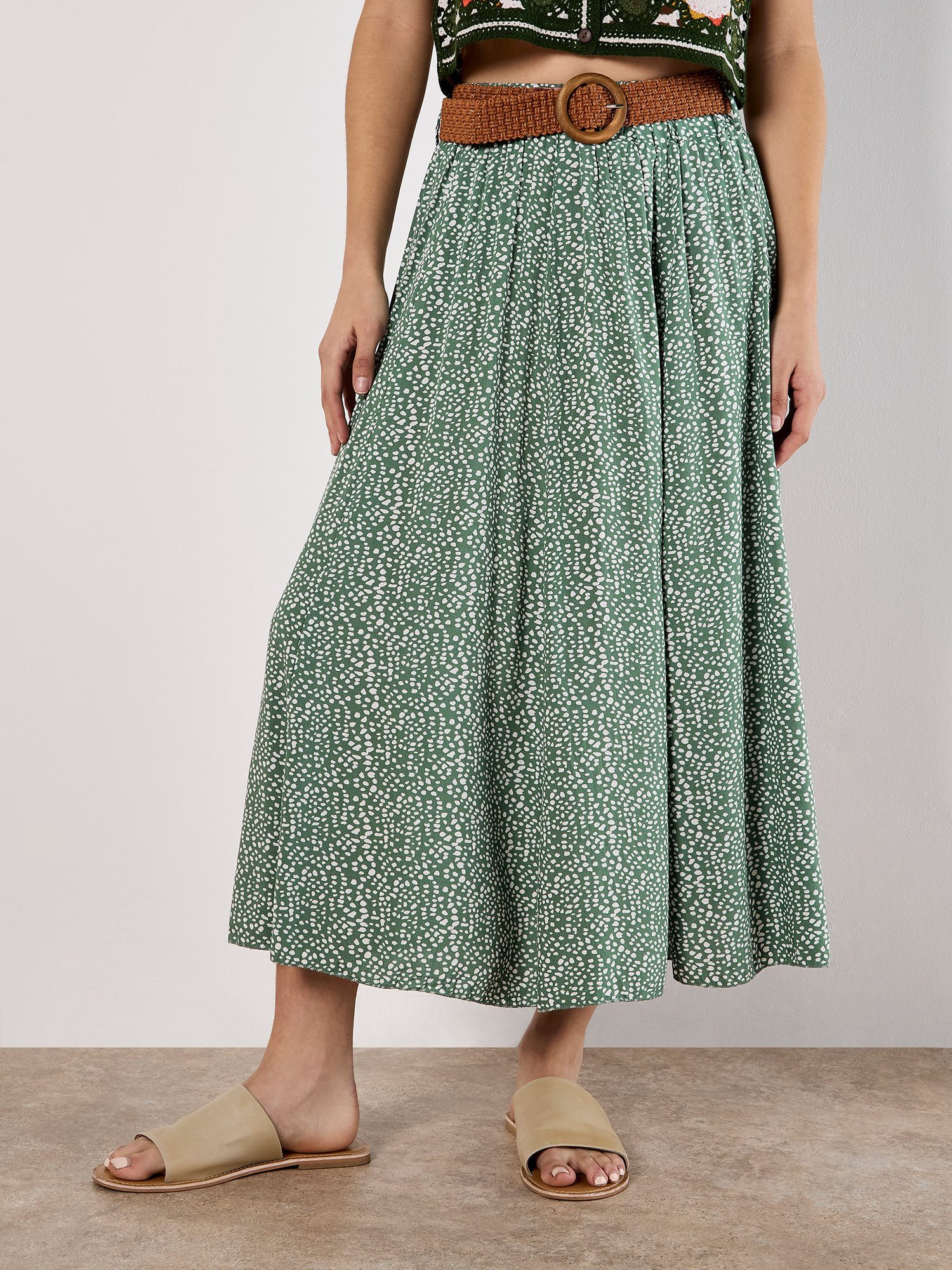 Apricot Maxirock Gepunkteter Maxirock (2-tlg., abnehmbarer Gürtel) mit Gürt günstig online kaufen