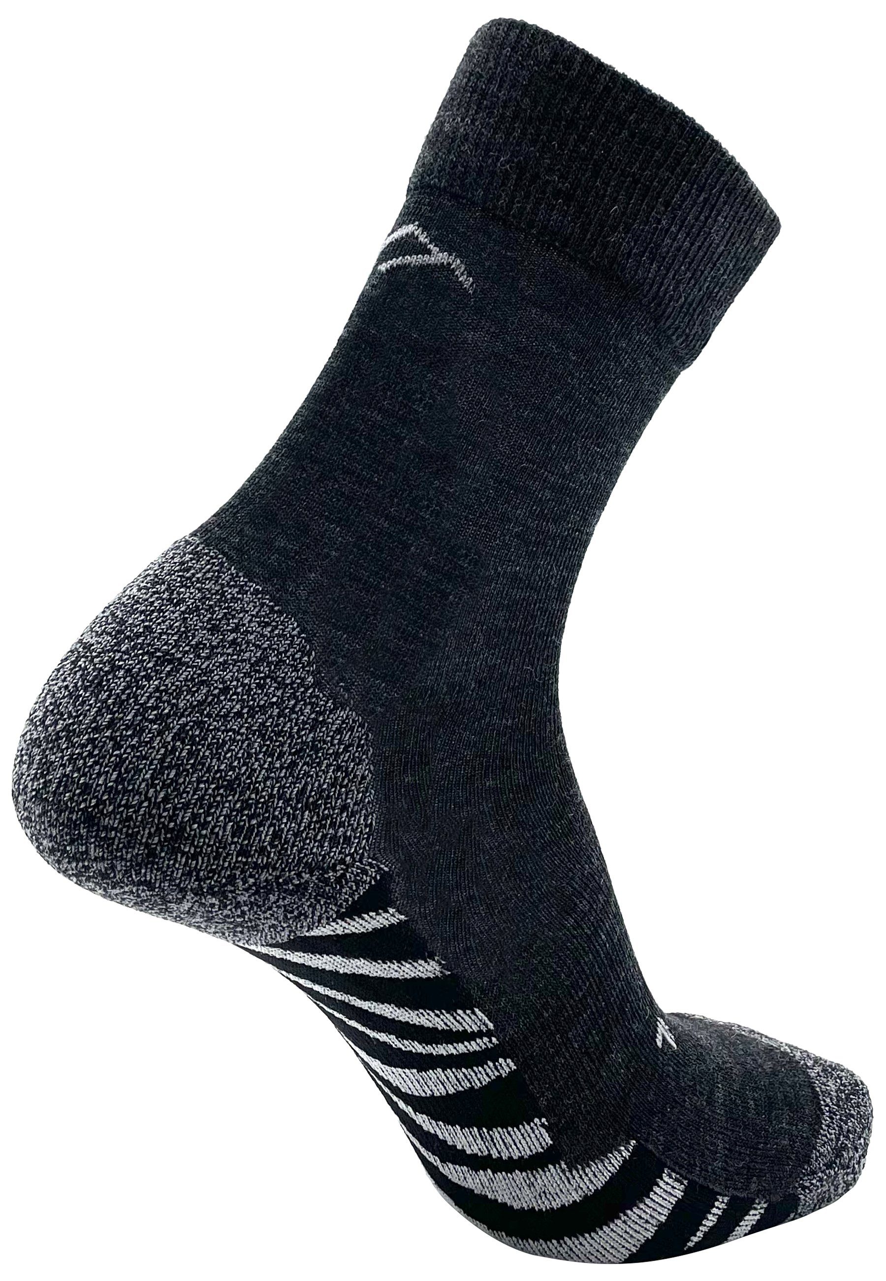 DRASSN Wandersocken Vohenstrauß Herren und Damen (1-Paar) aus Merino Wolle, mit druckfreiem Bündchen und Blasenschutz Zebra