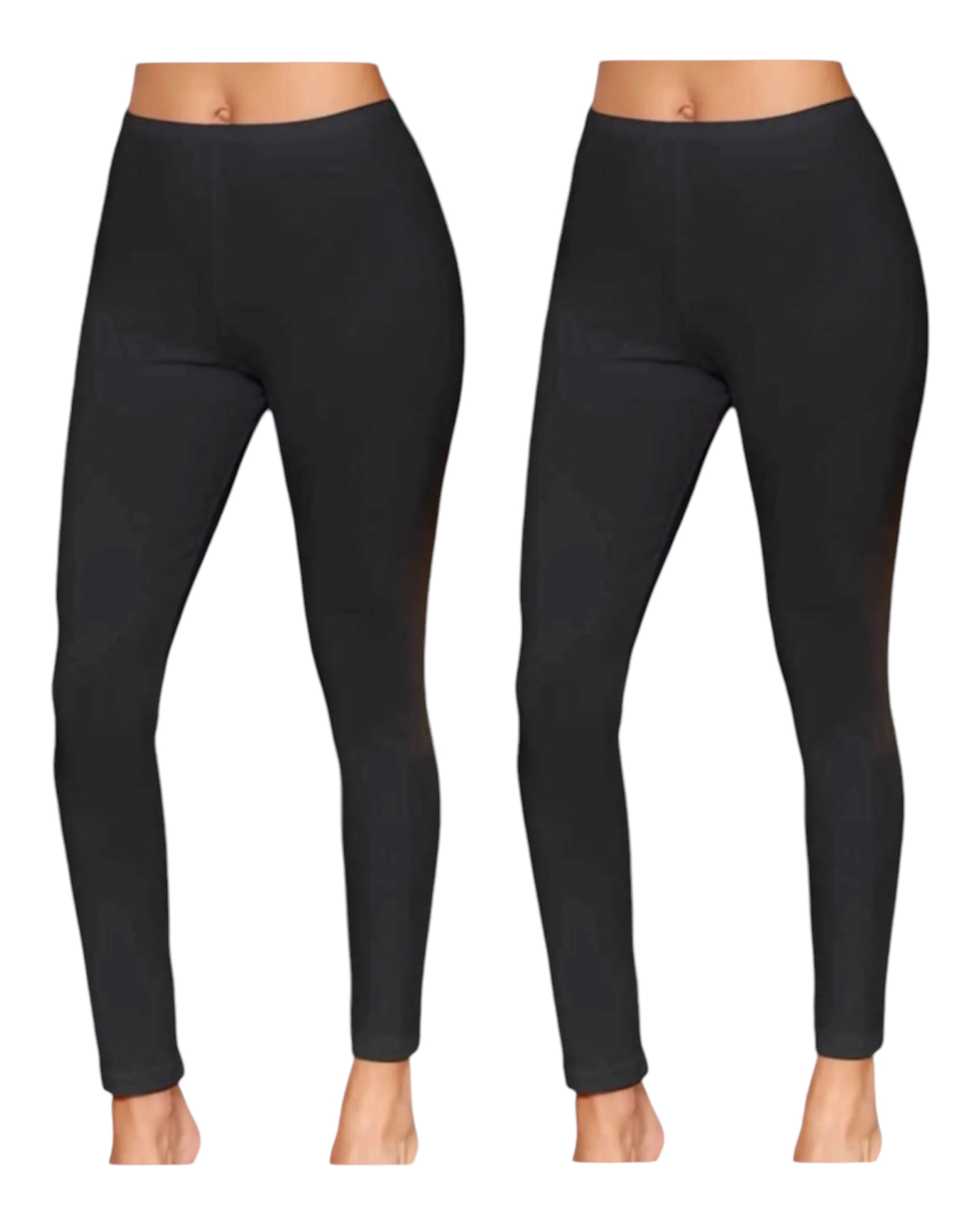 DDOnlineShop Leggings Damen Lange Unterhosen aus Baumwolle Schwarz A2135 (Spar-Set, 2-tlg., 2er-Pack) Premium Qualität
