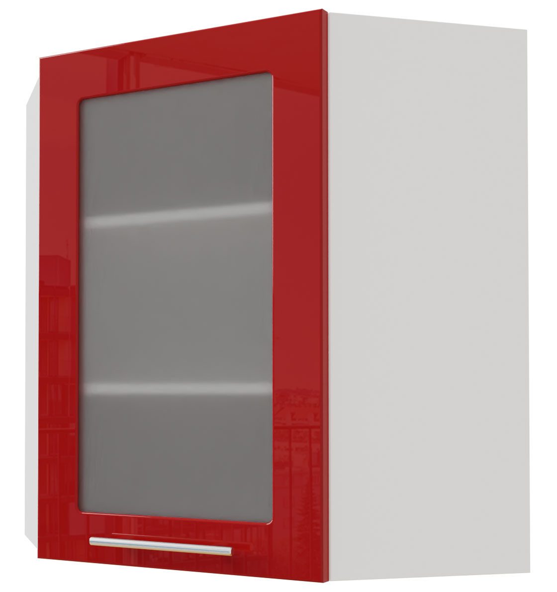 Feldmann-Wohnen Eckschrank Brerra (W10S/60, 1-türig, 2 Einlegeböden, 1-St., moderne Optik, lackierte Fronten, 60x60x72cm) weiß / RAL 3002 karminrot Hochglanz