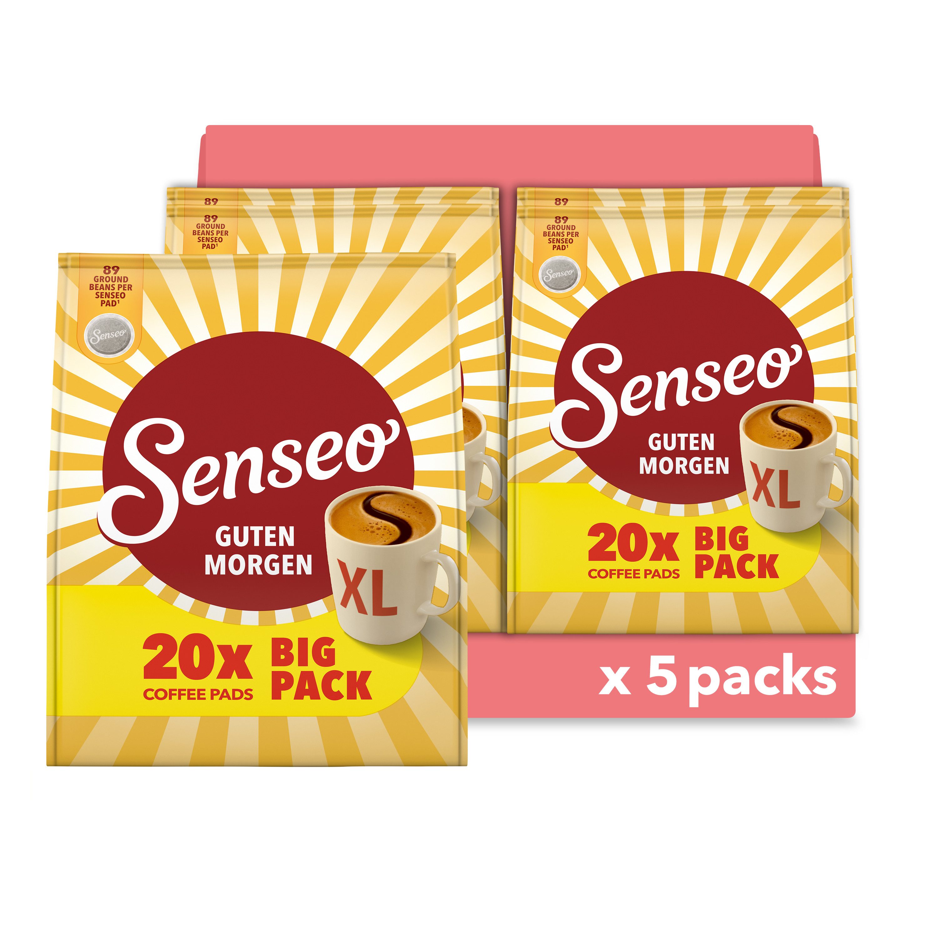 Senseo Kaffee Pads Guten Morgen XL 5 x 20 Getränke Vorteilspack, (Packung, 5er Pack)