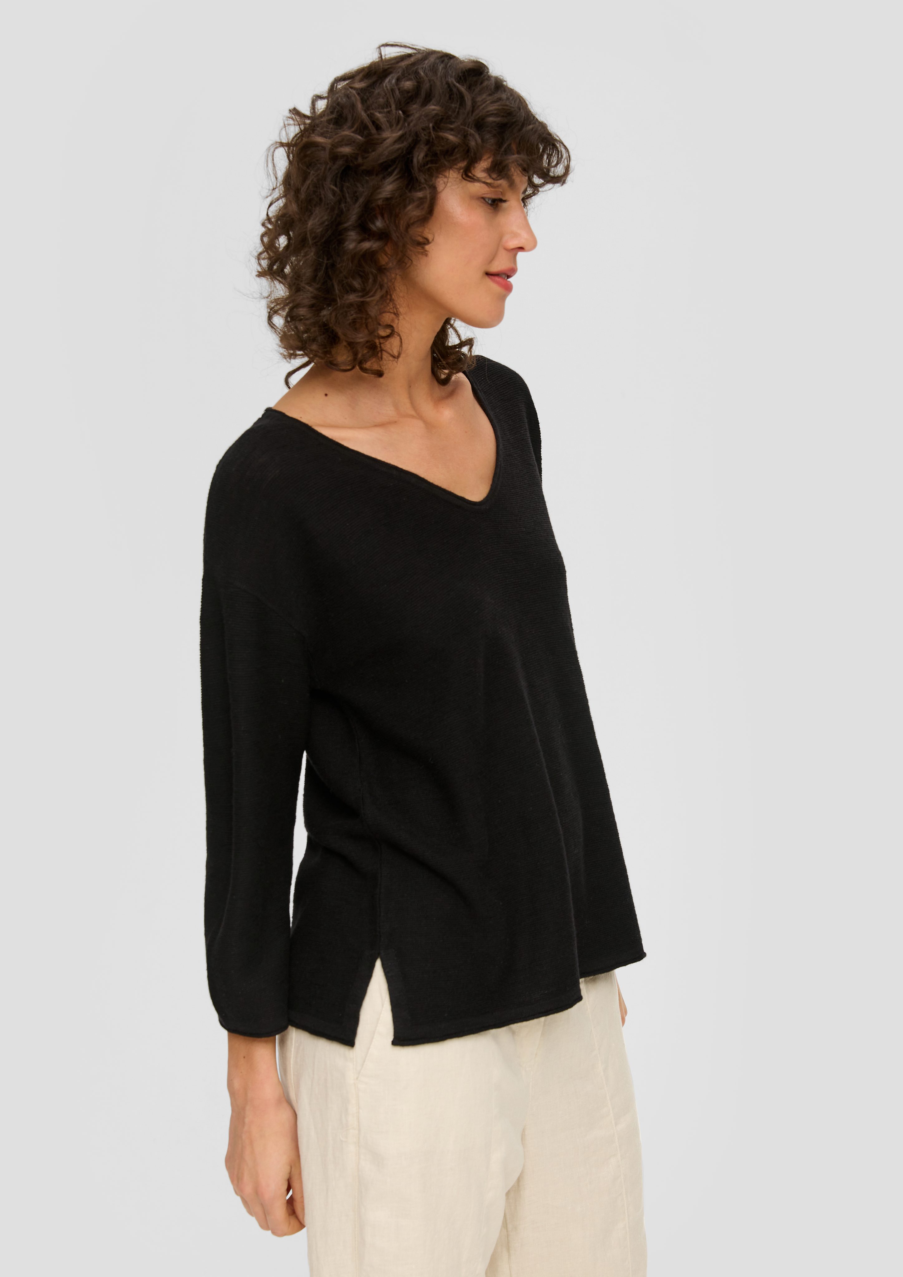 s.Oliver Strickpullover Feinstrickpullover aus Leinenmix mit günstig online kaufen