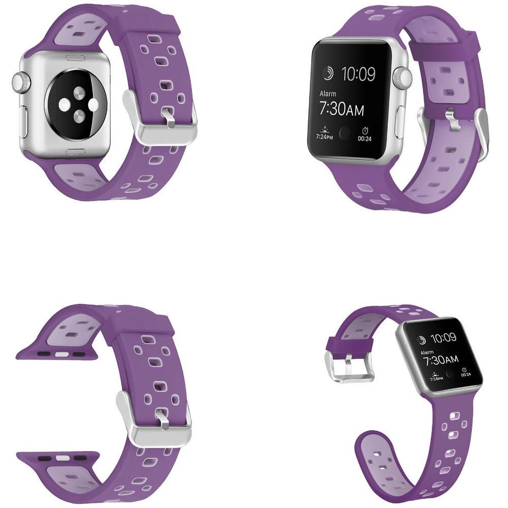 Wigento Smartwatch-Armband Für Apple Watch Series Ultra 49mm 8 7 45 / 6 SE  5 4 44 / 3 2 1 42mm Hochwertiges Kunststoff / Silikon Uhr Watch Smart Sport  Armband Lila