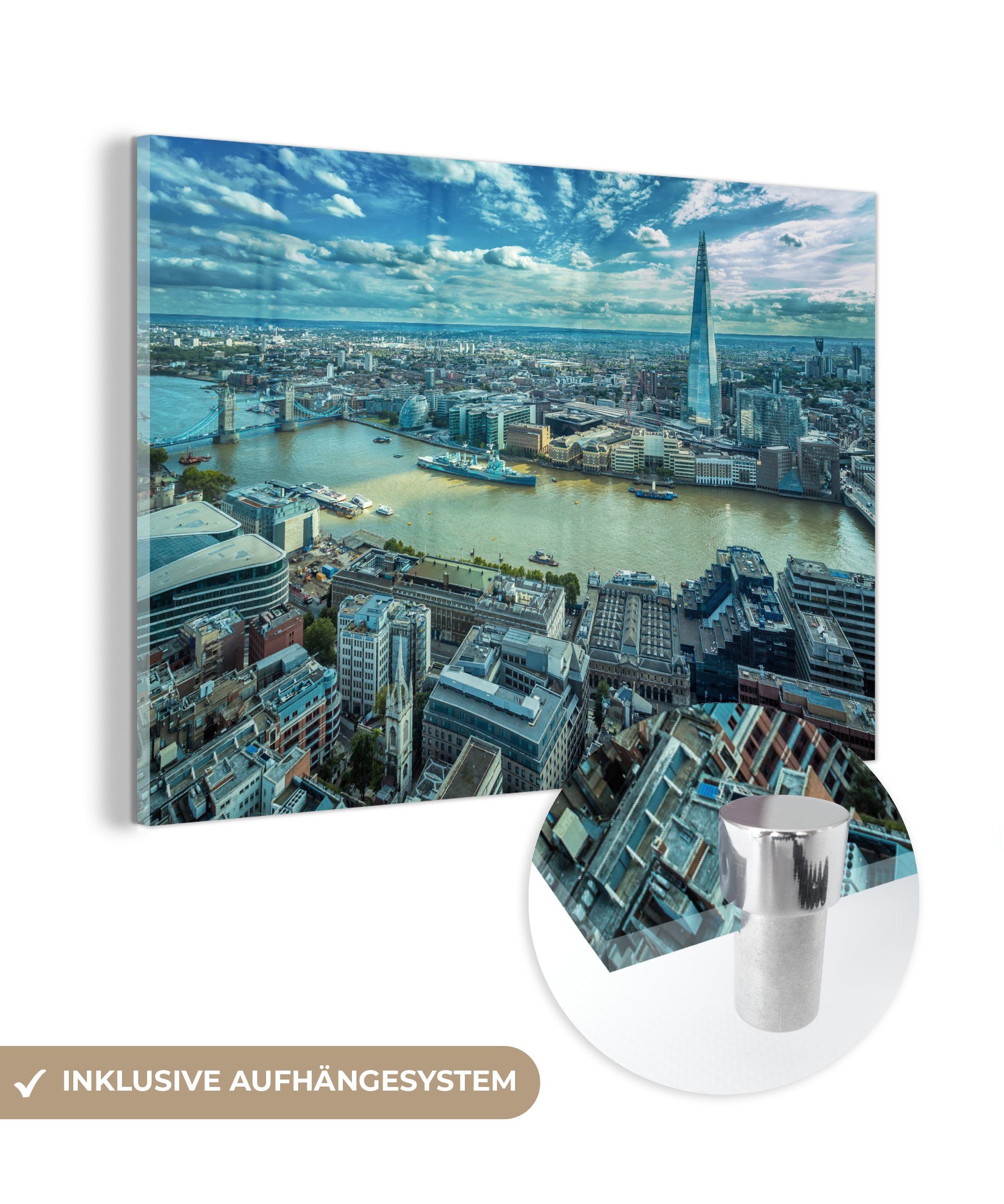 MuchoWow Acrylglasbild London - Themse - Tower Bridge, (1 St), Acrylglasbilder Wohnzimmer & Schlafzimmer
