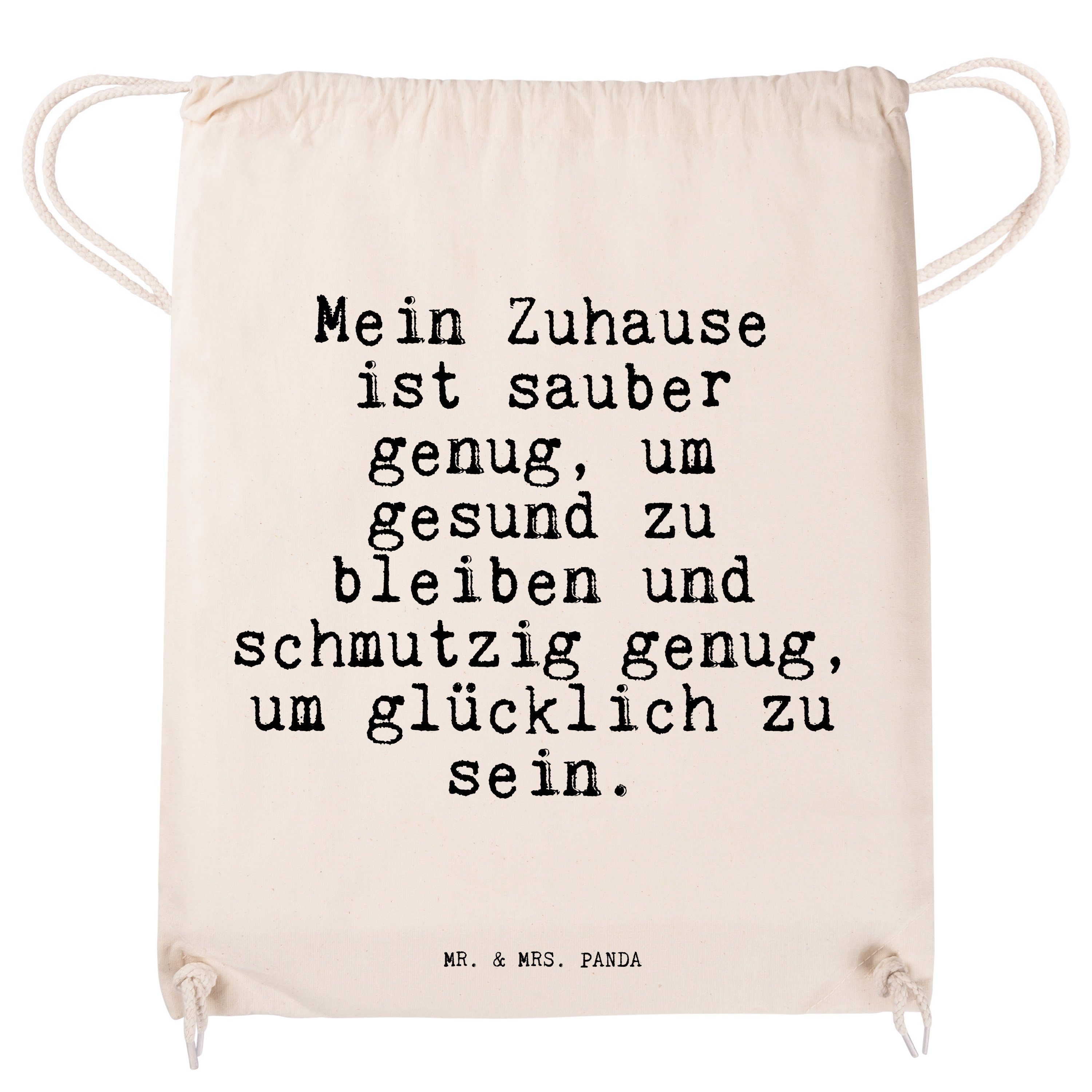 Transparent Zitate, Panda Mrs. - Mein sauber... l Sporttasche Geschenk, Umzug, ist Zuhause - Mr. & (1-tlg)