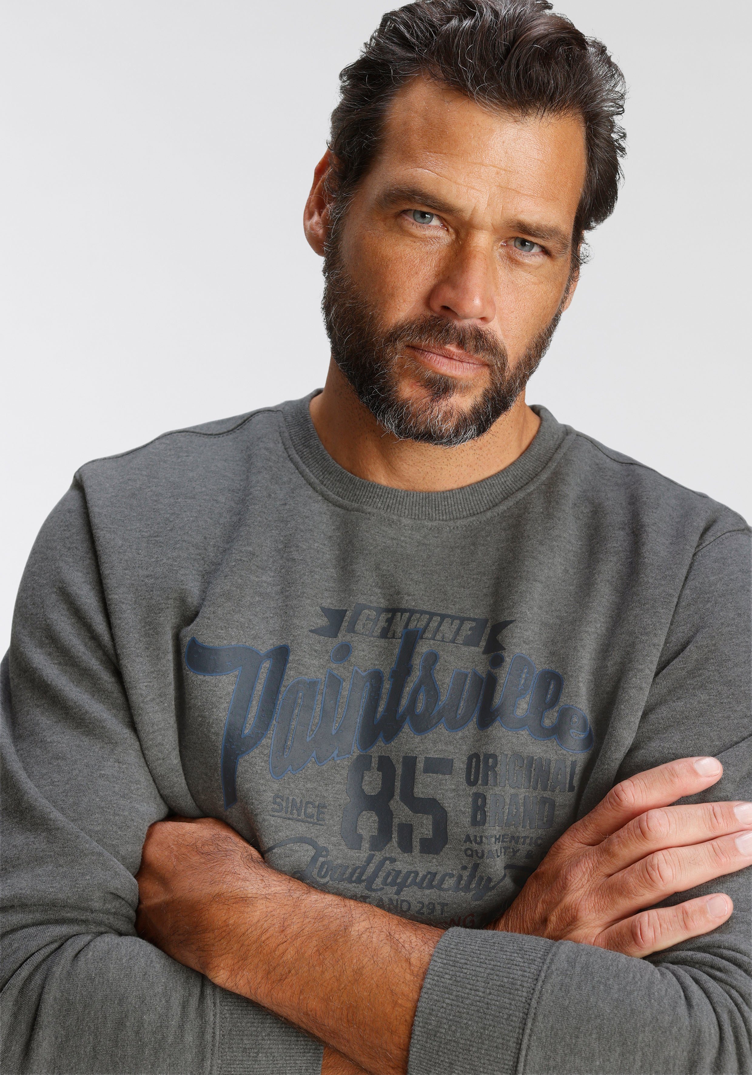 Man's World Sweatshirt Langarm, lässiger Print, Rundhals, aus Baumwollmischung