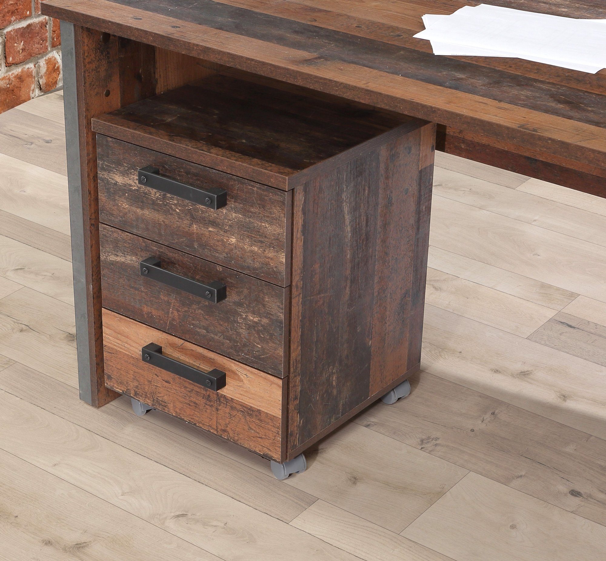 Newroom Rollcontainer Old Wood 40 cm, Rollcontainer Old Wood Industrial Modern Bürocontainer