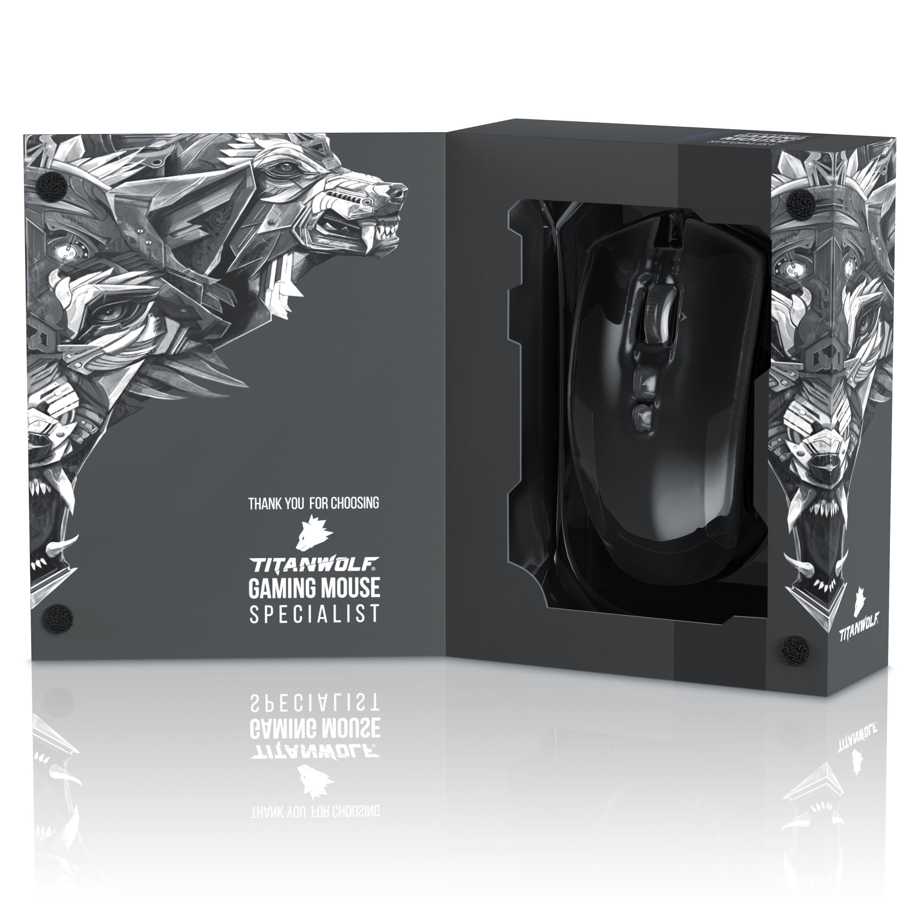 Titanwolf Gaming-Maus (kabelgebunden, 1000 dpi, 10800dpi, LEDs, mit Gaming Laser Mouse RGB USB Gewichts-Justierung)