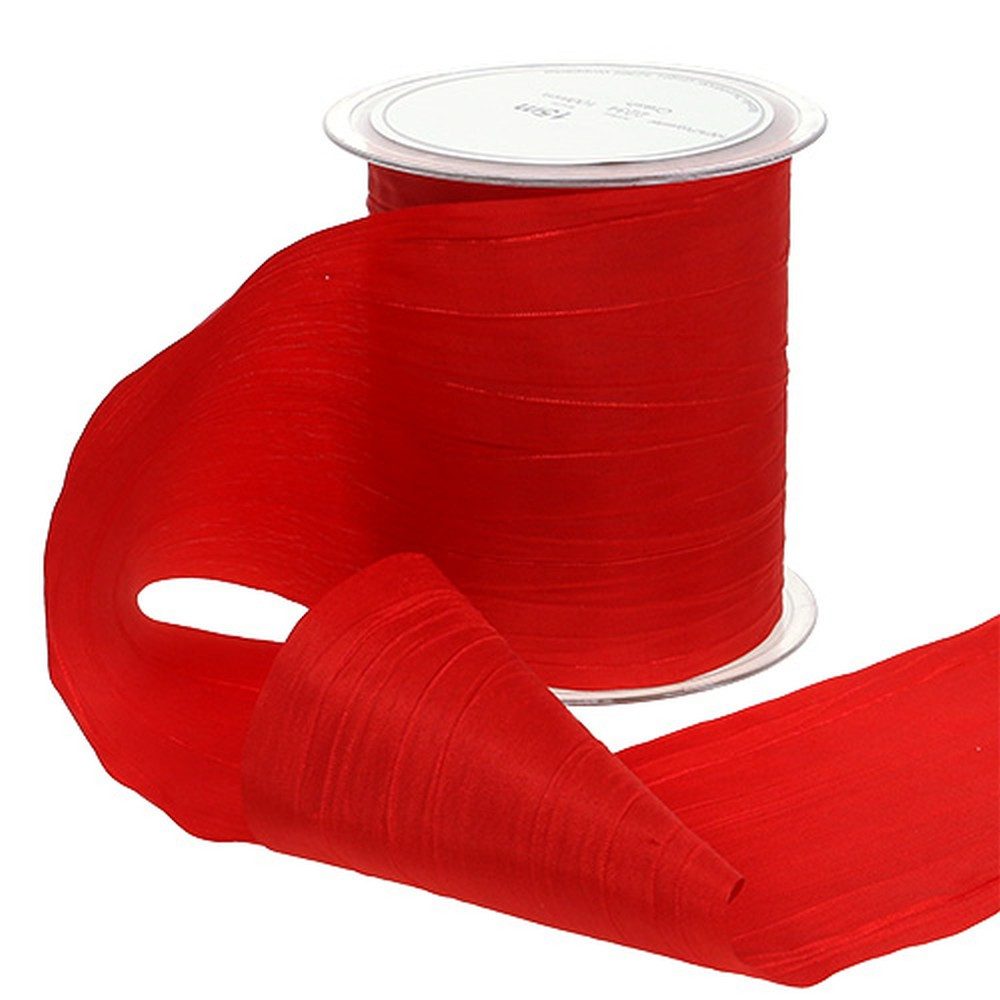 Mabella Decorbänder GmbH Tischläufer Tischband Rot Crash 100mm x 15m - Dekoband für Weihnachten
