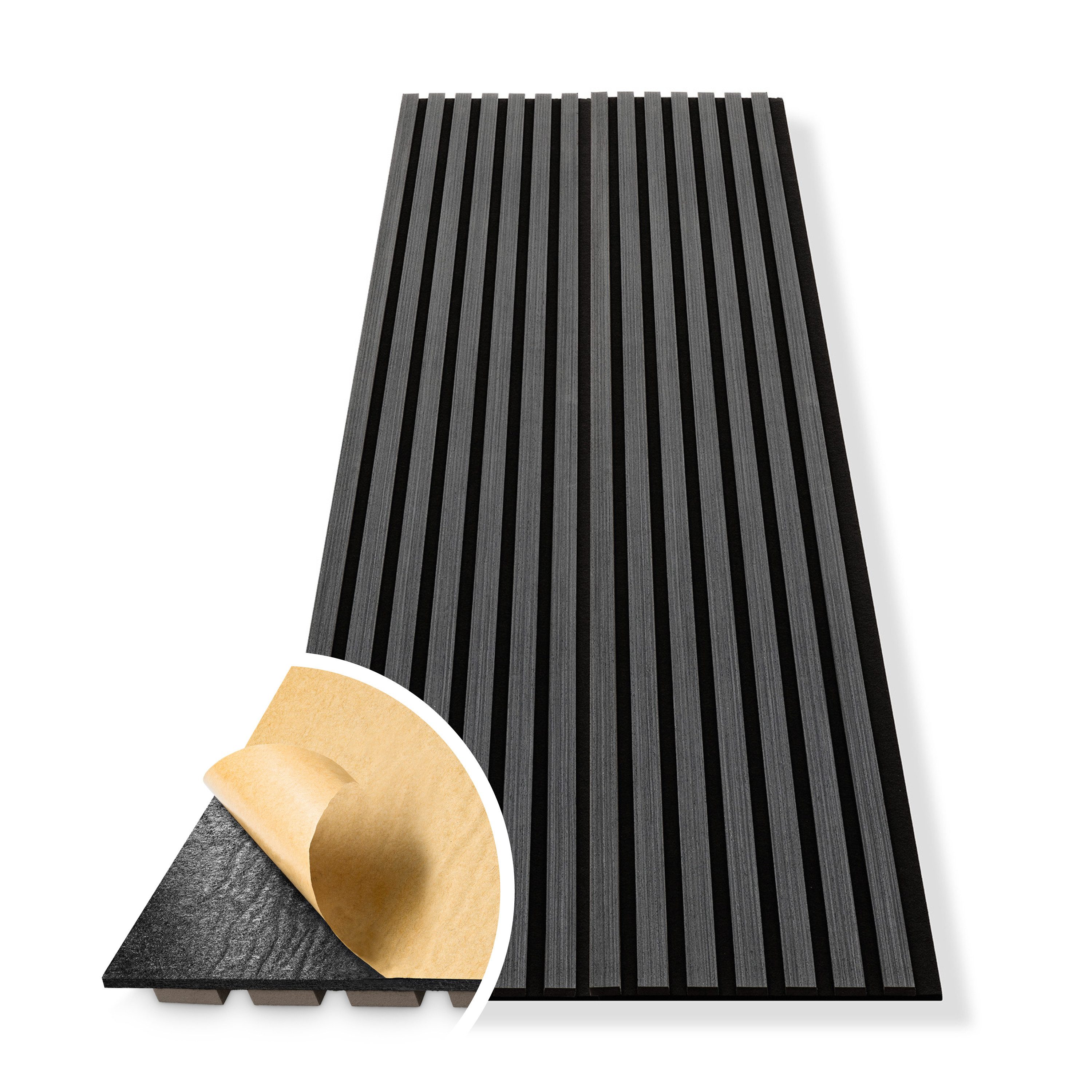 HAGEFOL Wandpaneel Akustikpaneele EasyFix, selbstklebend mit Holzlamellen, 2 Stk./Paket
