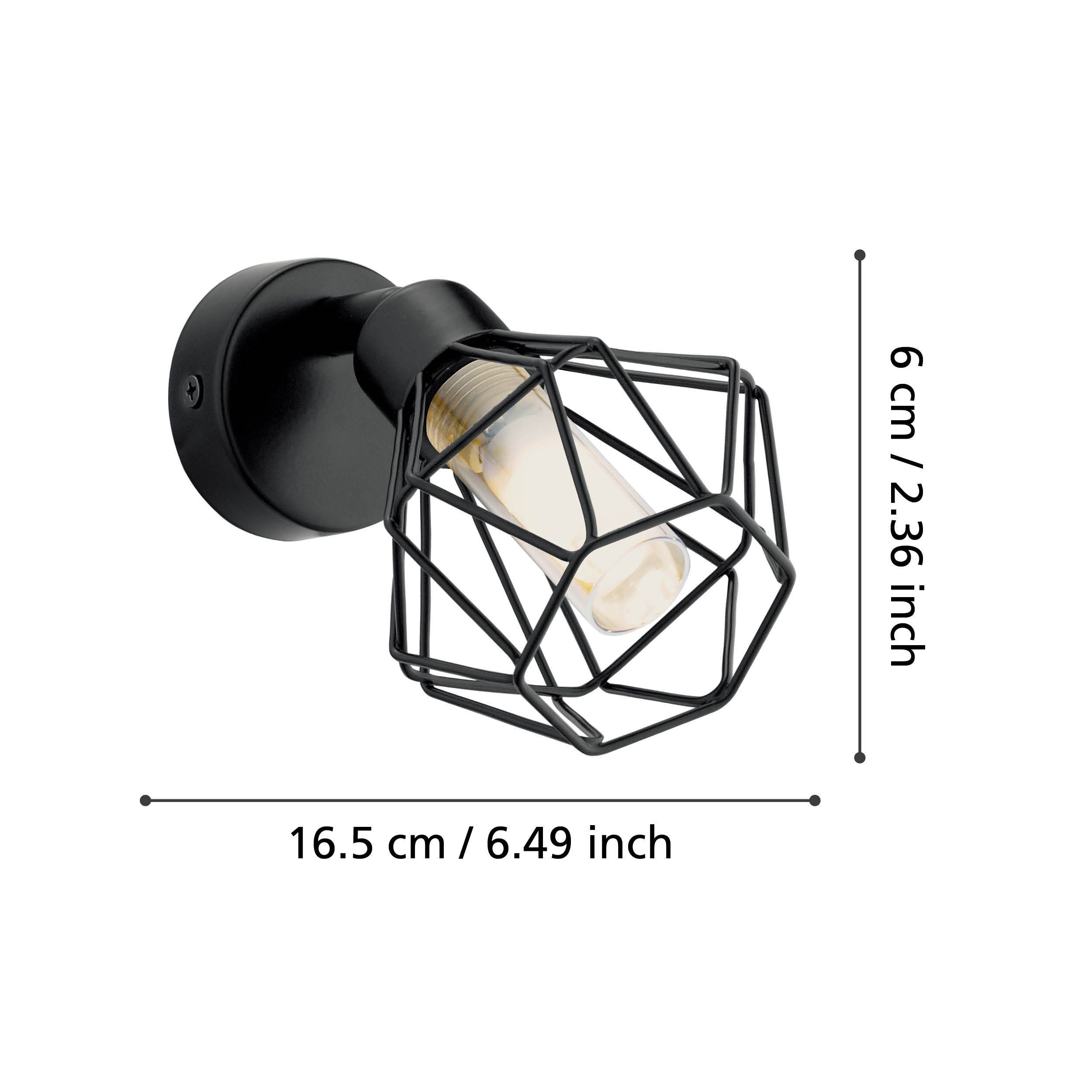 EGLO LED Deckenspot Zapata 1, Leuchtmittel inklusive, Vintage Wandleuchte im Retro Look, Schwarz, Lampe, Fassung: G9