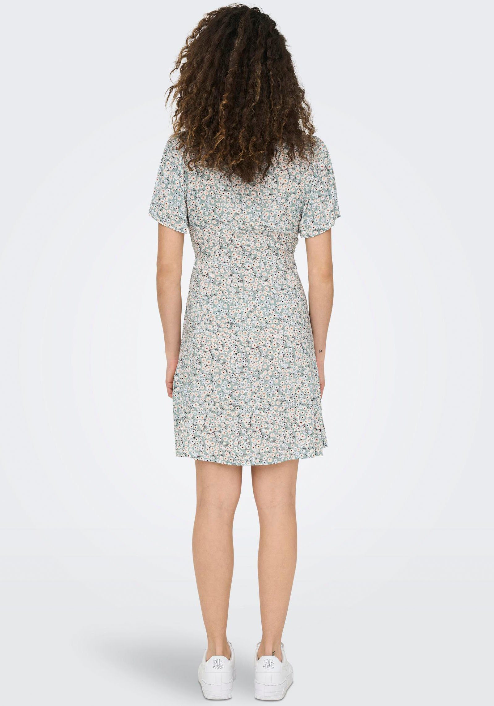 S/S NOOS Gray ONLY SHORT ONLEVIDA Minikleid Mist AOP:FLOWER WVN DRESS