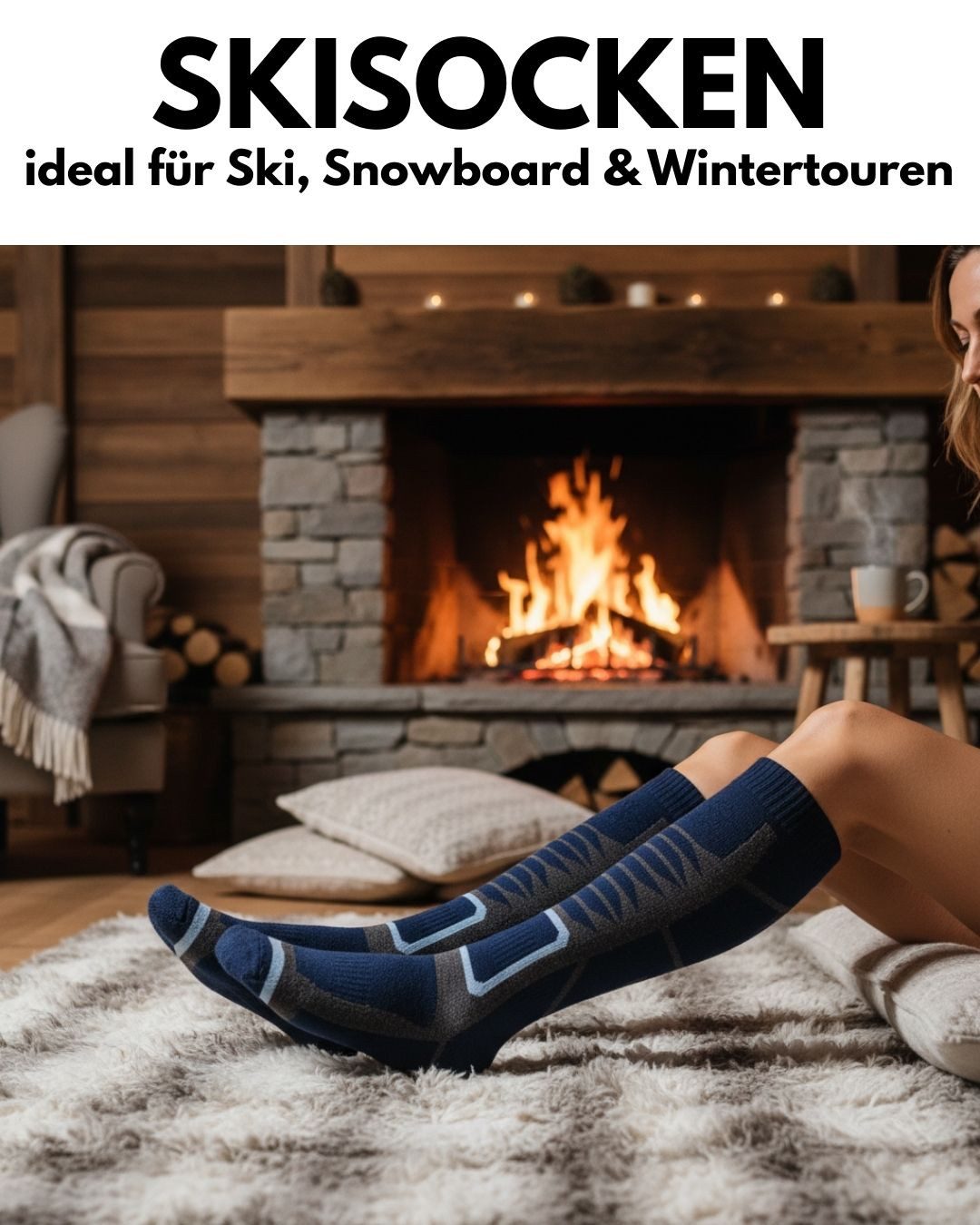 sockenkauf24 Skisocken Ski Strümpfe Herren & Damen Ski Socken lang Atmungsaktiv (2-Paar)