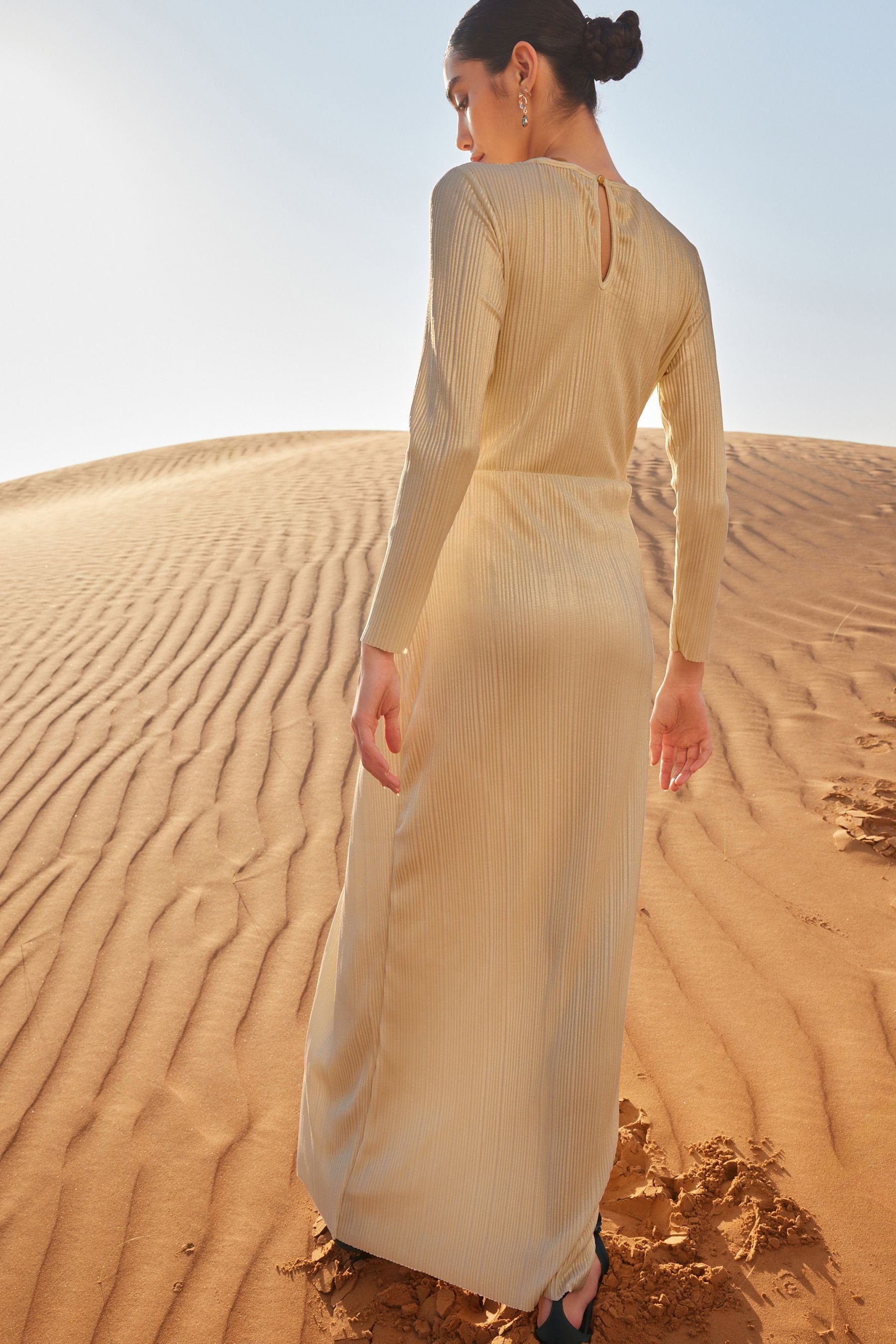 Next Plisseekleid Langärmeliges geknotetes Kleid mit günstig online kaufen