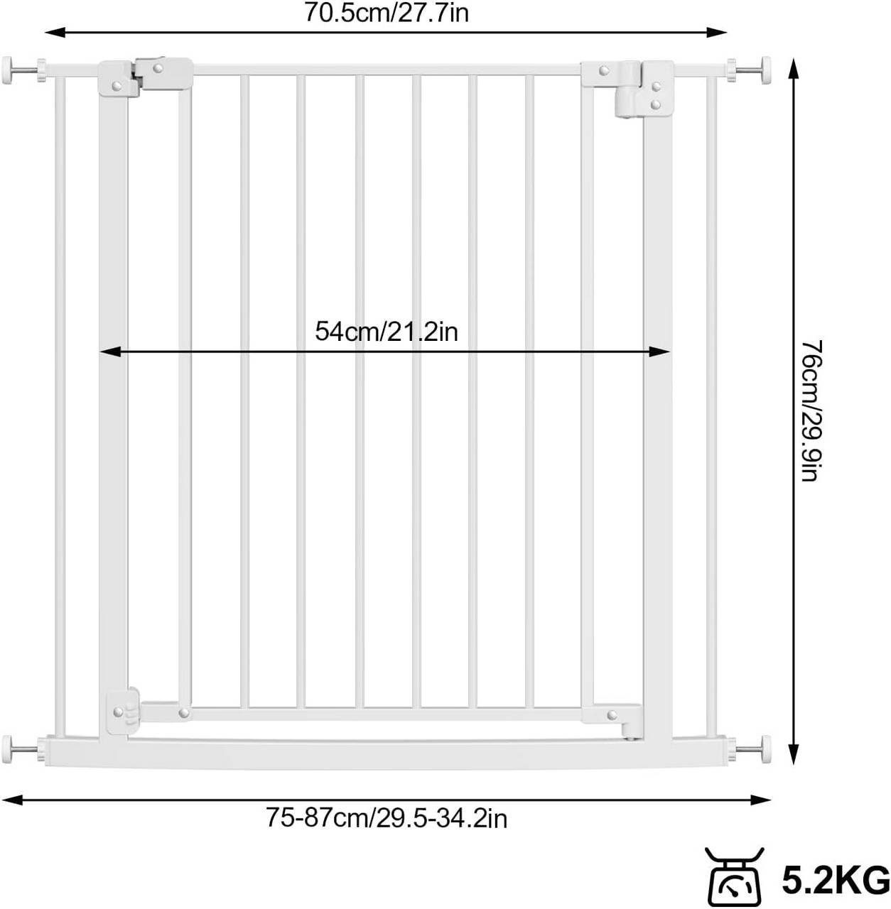 Woltu Treppenschutzgitter (1 St), 75-87 cm, Auto-Close, 90° Stop, 2 Riegel günstig online kaufen
