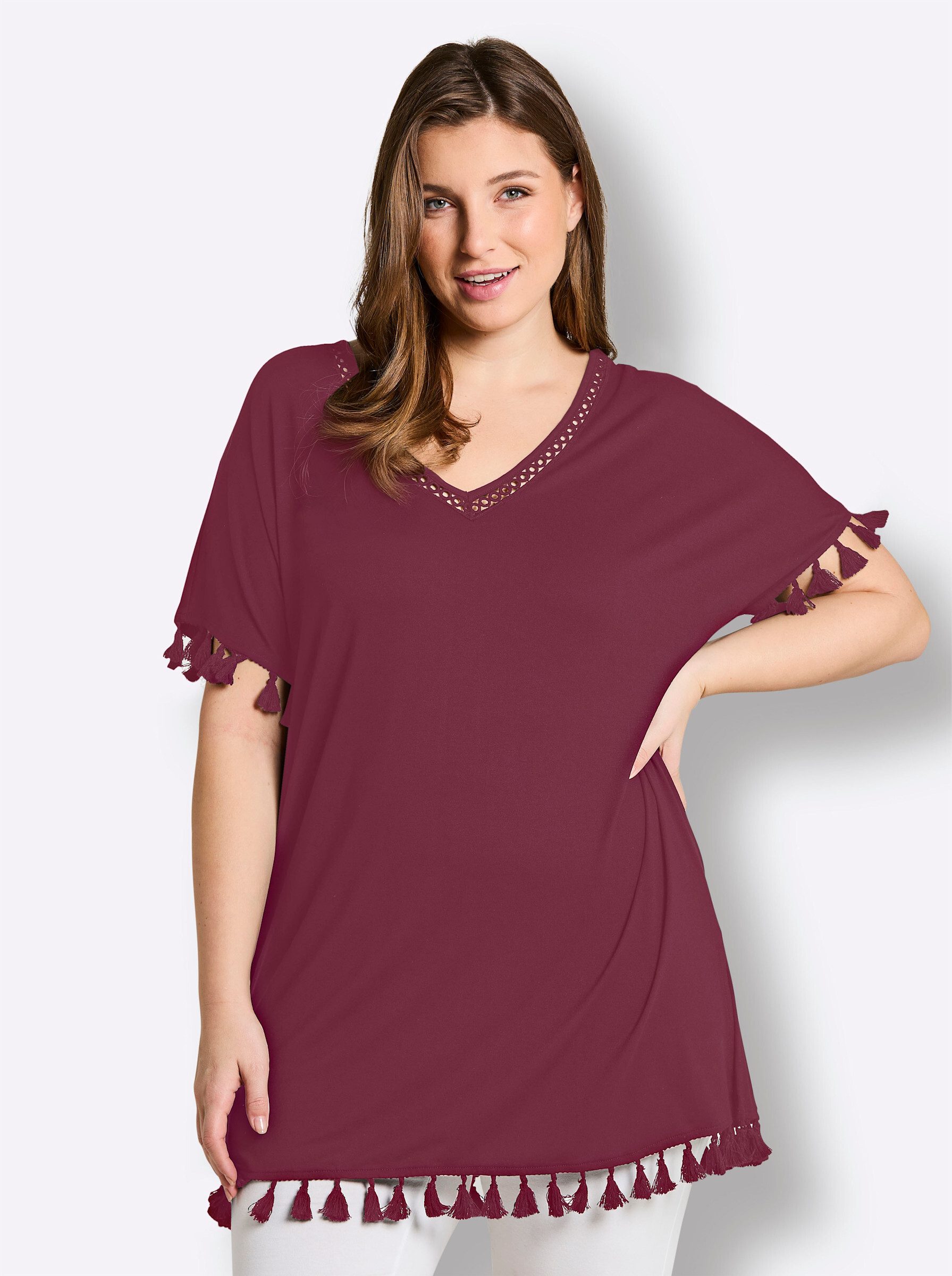 Sheego Strandkleid Longshirt Kurzarm