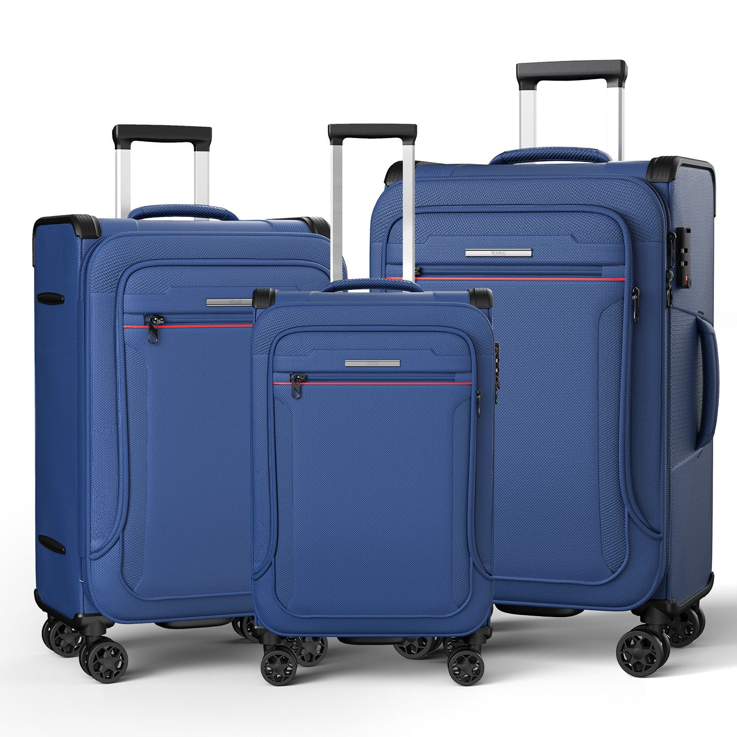 Verage Weichgepäck-Trolley Toledo Weichschalenkoffer Reisekoffer, 4 Rollen, TSA-Schloss, 4 Rollen Trolley Volumenerweiterung bei S/M/L/Sets