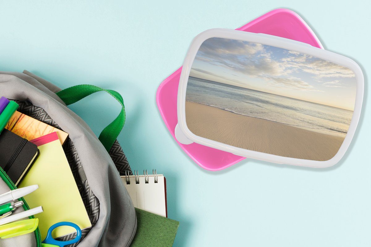 Wasser für Wolken, - Kunststoff, Erwachsene, Snackbox, Brotbox - (2-tlg), Kinder, Kunststoff Lunchbox rosa Mädchen, MuchoWow Strand Brotdose