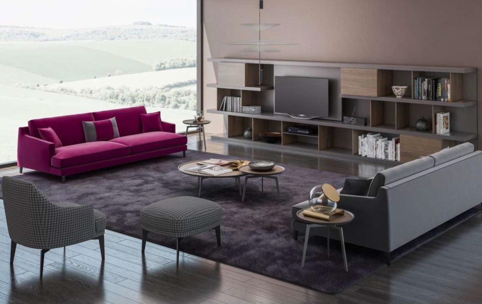 Xlmoebel Polstergarnitur Graue Wohnzimmer Sofagarnitur 3+2+1 Sitzer mit Hocker 4tlg, (4-tlg), Made in Europa