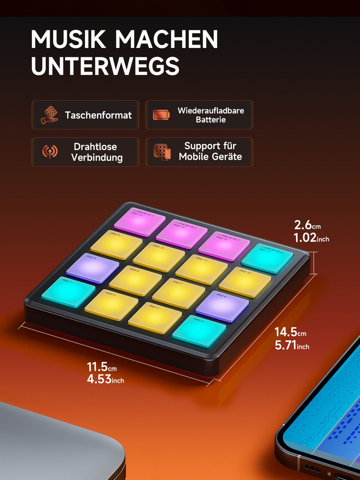 Donner DJ Controller Drahtloser MIDI-Controller + Melodics Cubase Software STARRYPAD MINI