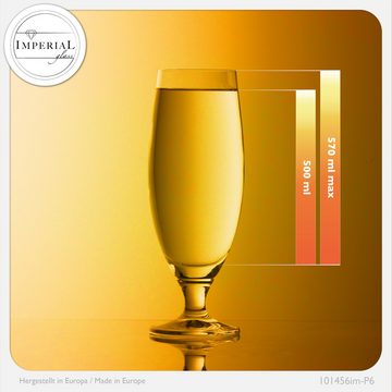 IMPERIAL glass Bierglas Pilsgläser 500ml (max. 580ml) aus Crystalline Glas, Crystalline Glas, Set 6-Teilig Bierkelche Biertulpe Biergläser Kelche 0,5L