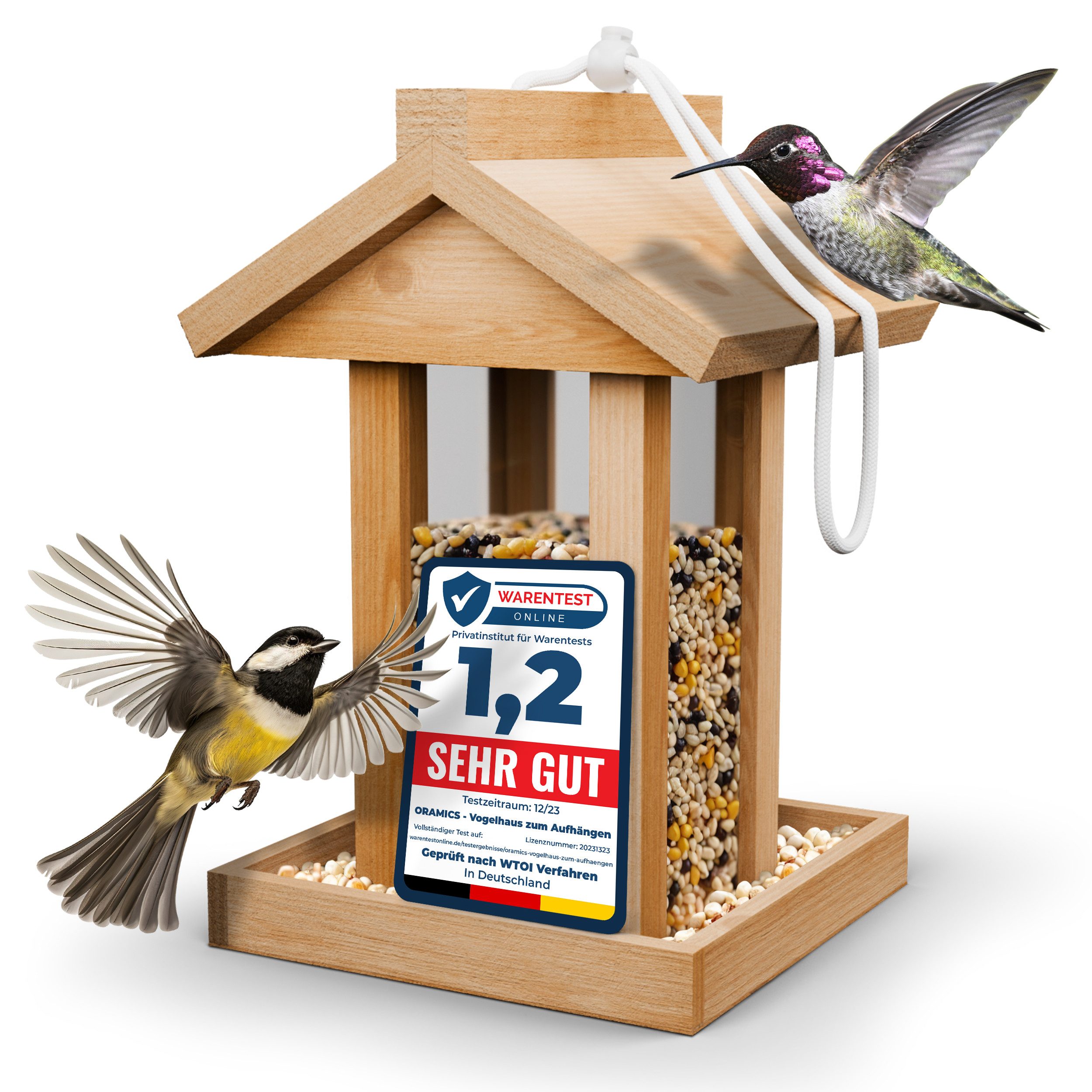 Oramics Futterhaus Holz Vogelfutterhaus Plexiglas Aufhängung günstig online kaufen