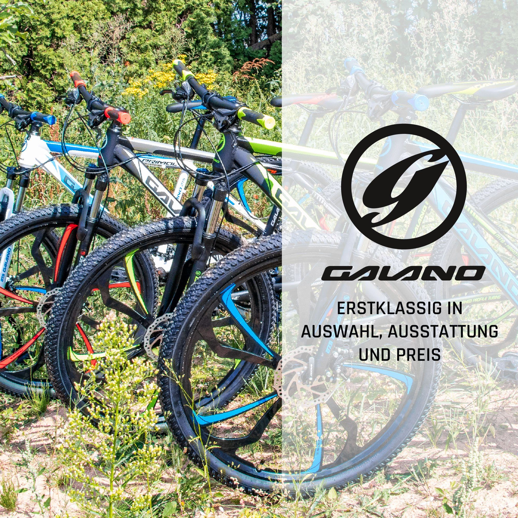 Galano Mountainbike Primal, MTB Fahrrad Gang, Mountainbike Hardtail schwarz/rot 24 Erwachsene 165-185cm Jugendliche und Kettenschaltung
