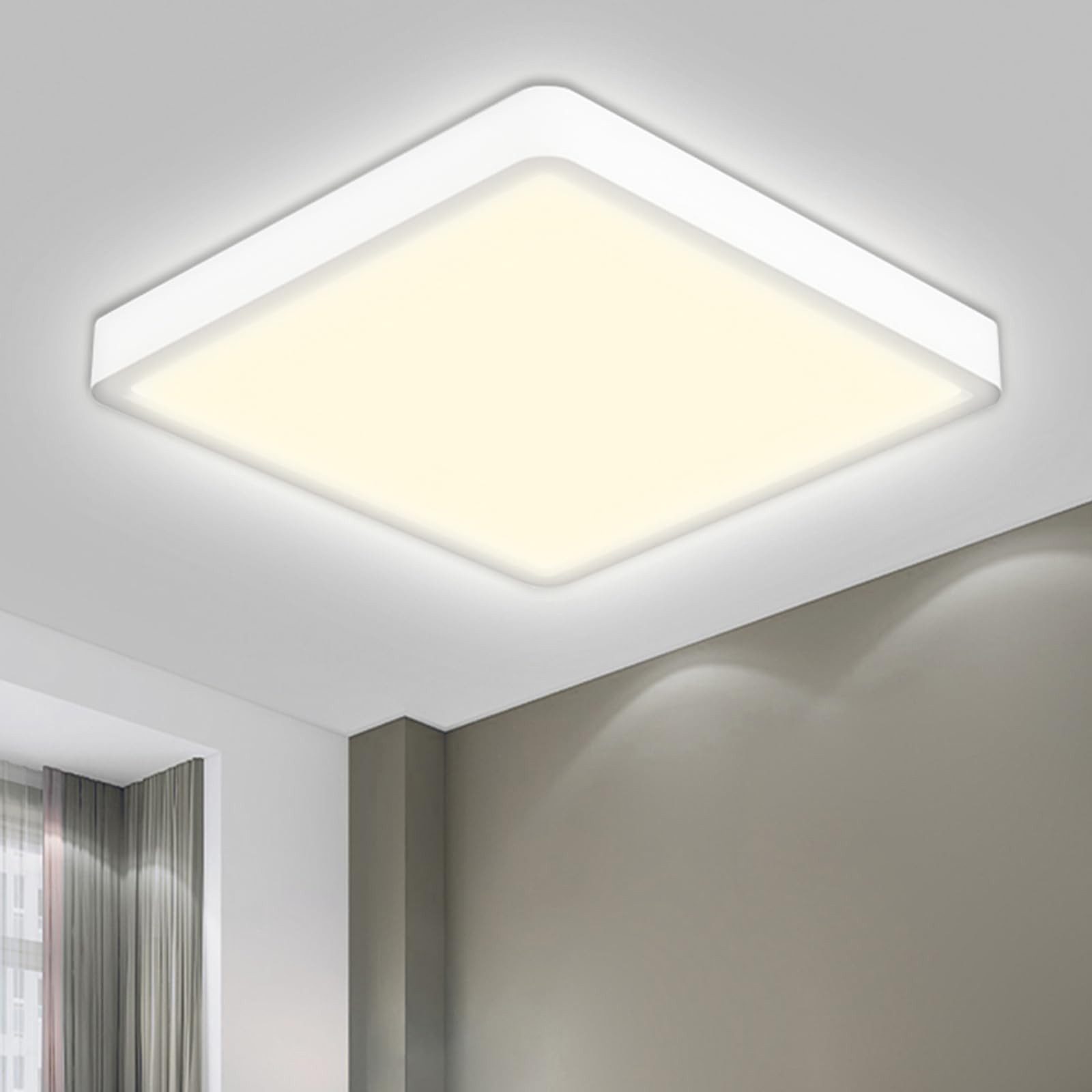 LQWELL LED Deckenleuchte Ultradünne runde LED-Deckenleuchte, flach, 18W, natürliches Licht, LED fest integriert, Warmweiß (3000K)/ Neutralweiß (4000K)/ Kaltweiß (6500K), augenschonende Deckenbeleuchtung, für Wohnzimmer Badezimmer Schlafzimmer Küche Balkon Keller Büro