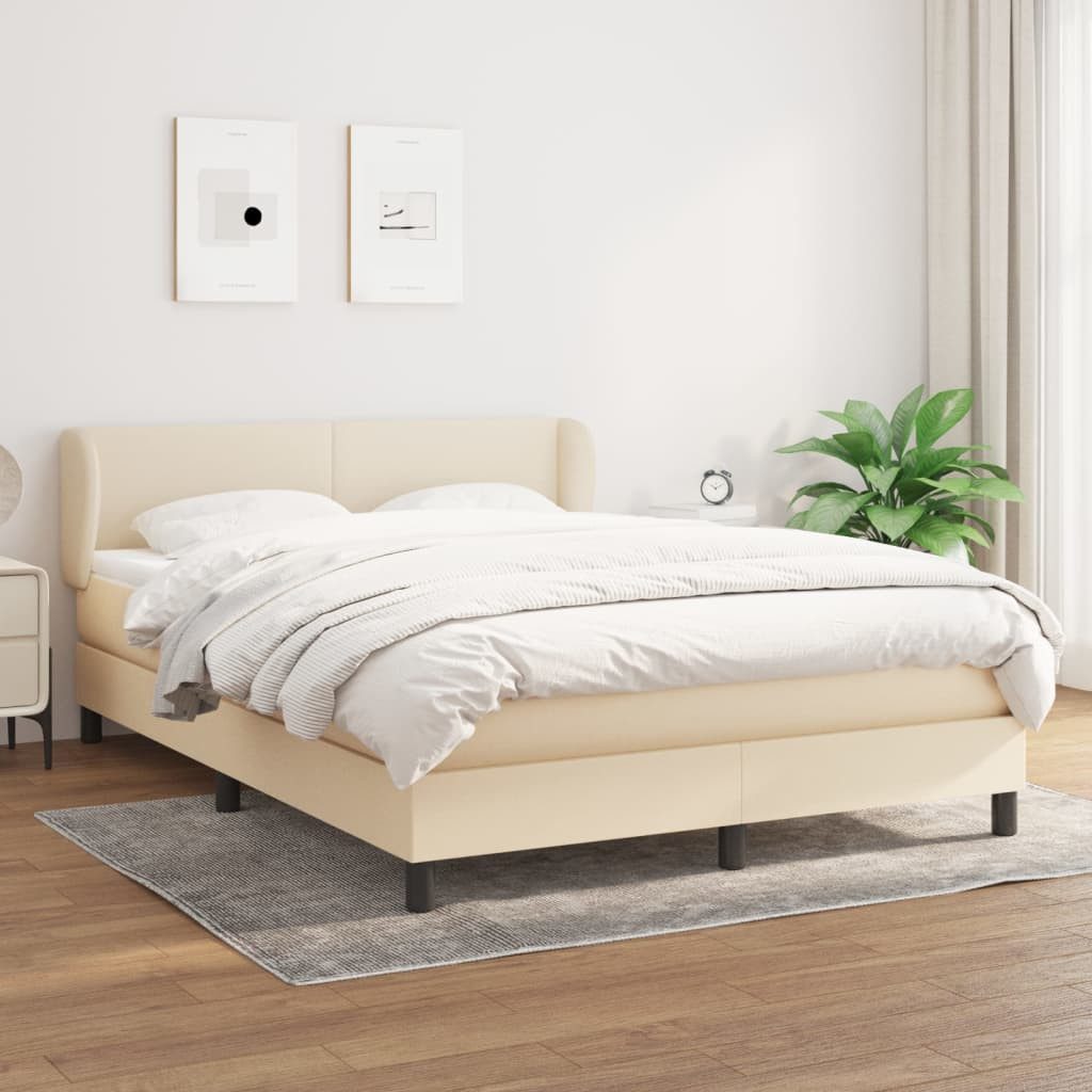 Bett Boxspringbett Creme 203x147x78/88 cm mit Matratze und Auflage