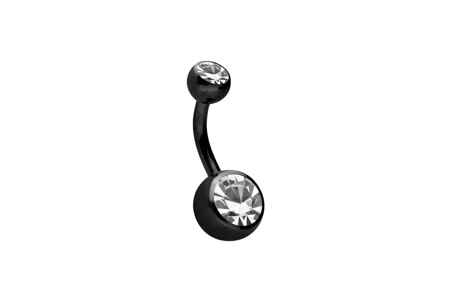 PIERCINGLINE Bauchnabelpiercing Titan Bananabell mit Innengewinde ZWEI KRISTALLE (Bananabells, 1-tlg)