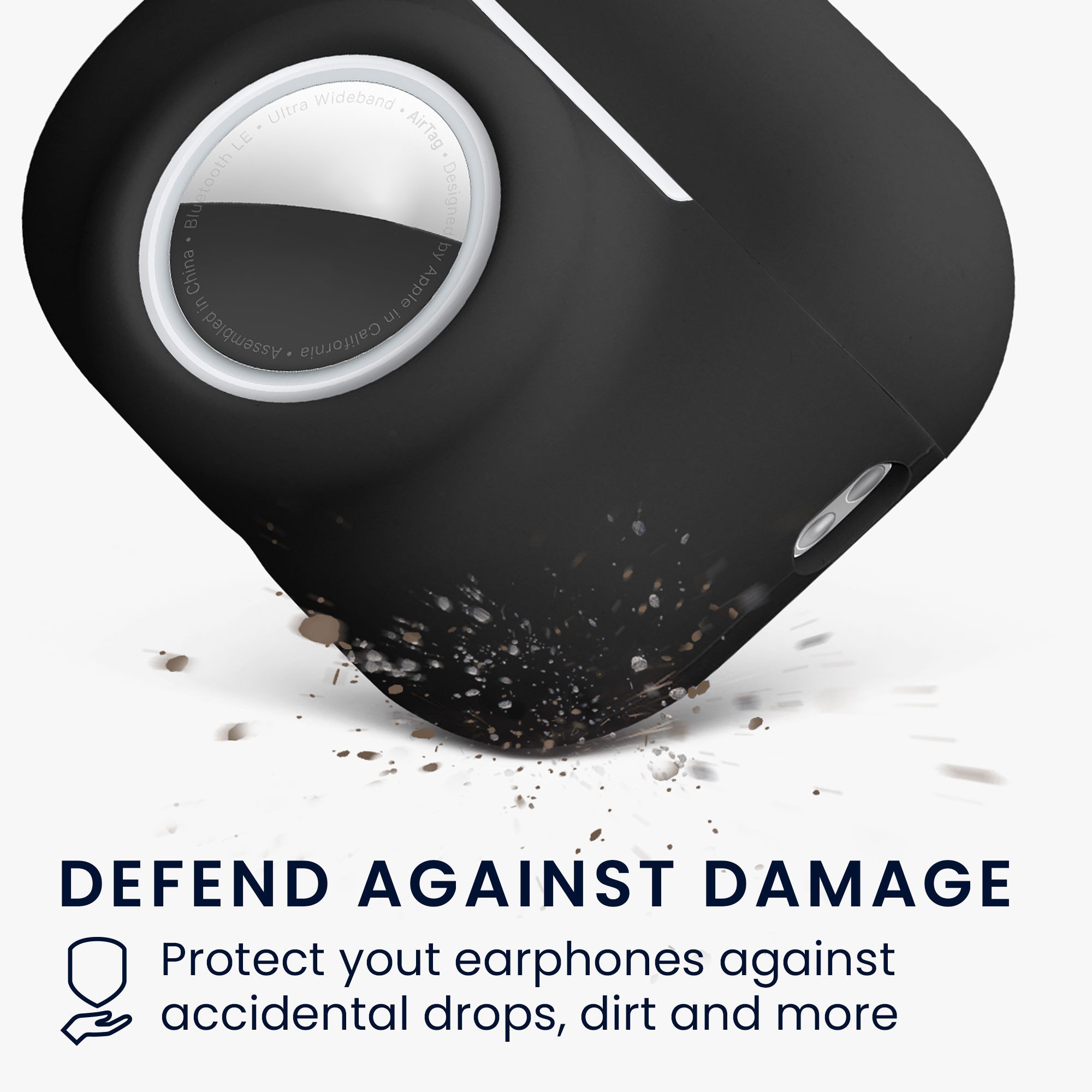 kwmobile Kopfhörer-Schutzhülle 2-in1 Schutzhülle für Apple Airpods Pro 3 Hülle, Weiches Silikon Cover - Schutzhülle mit Karabiner mit Airtag Case