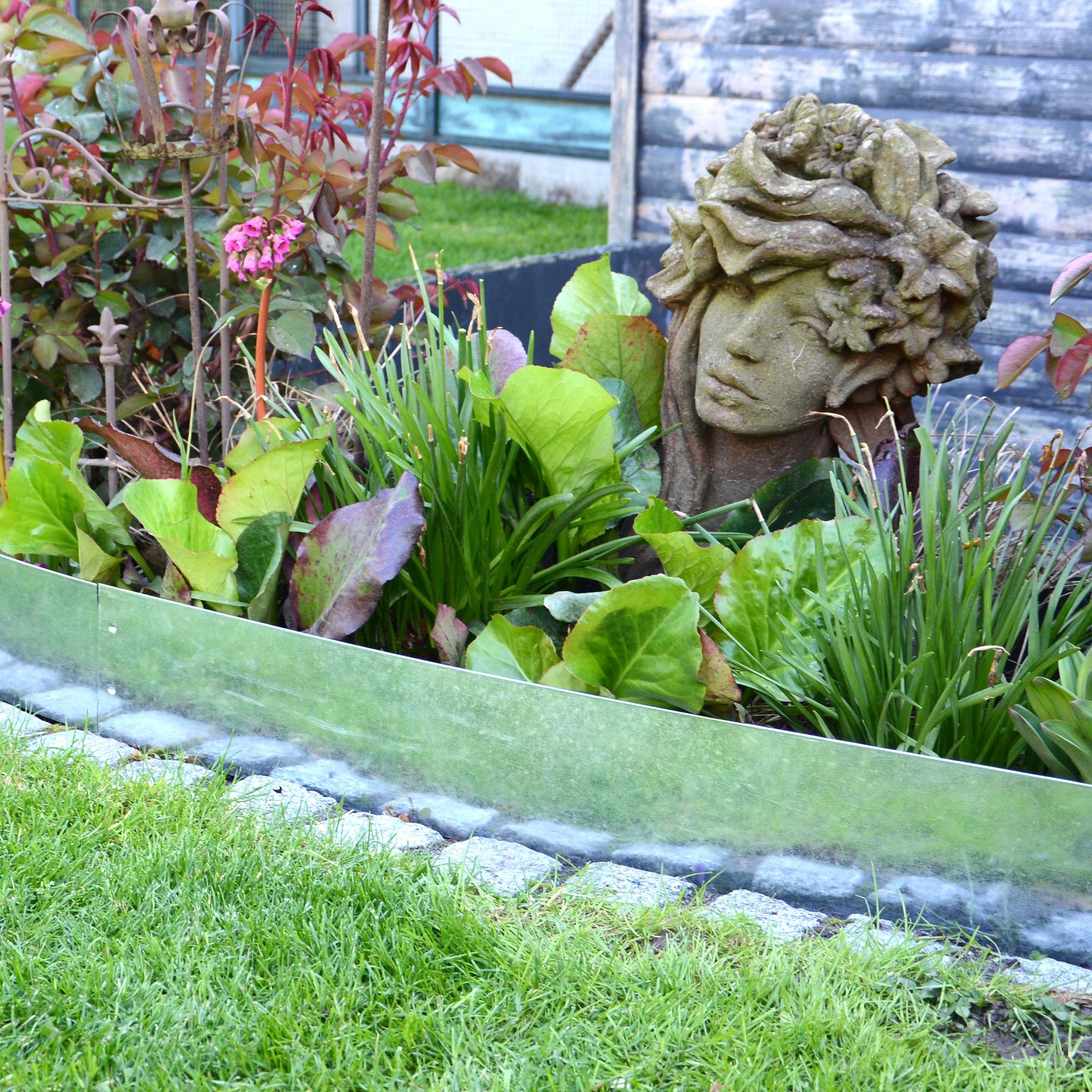 UNUS GARDEN Beetbegrenzung Beeteinfassung Metall, LxH: 500x14 cm, Silber 500x14cm (LxH), Mähkante Metall Verzinkt Wegbegrenzung 5m