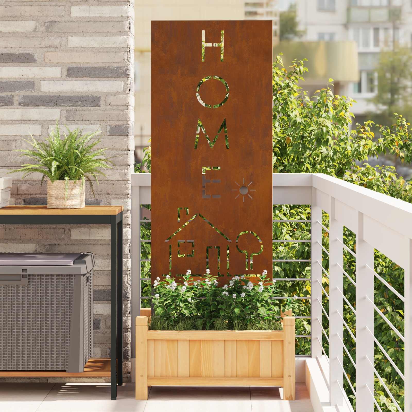 vidaXL Wandbild Garten Sichtschutz-Leinwand Rostig 50 x 140 cm Wetterfeststahl, (1 St)