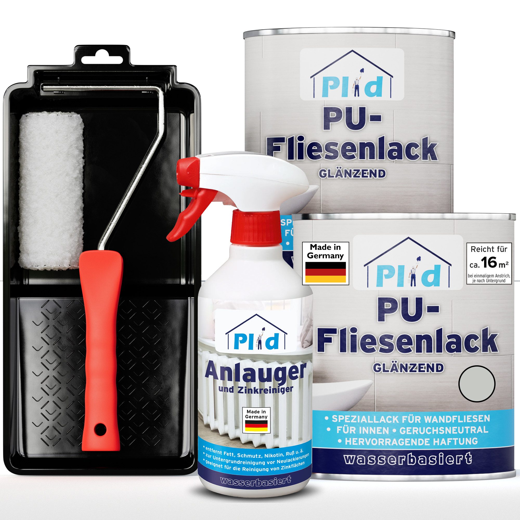 plid Fliesenlack Premium Fliesenlack Fliesen Lack Fliesenfarbe Anlauger Lackierset, schnelltrocknend, spritzwasserbeständig, verarbeitungsfertig
