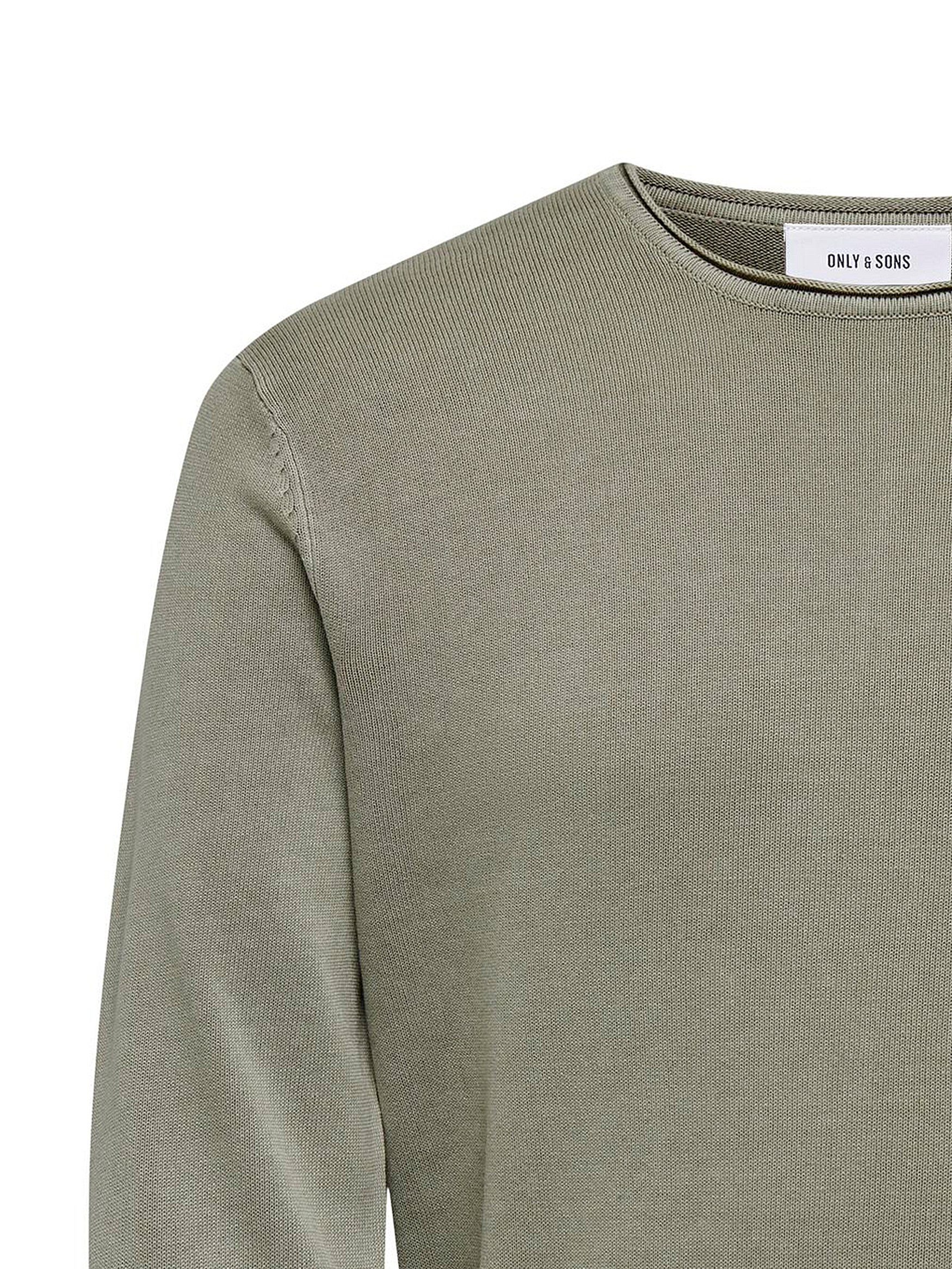 Strickpullover ONLY Schwarz-Weiß & SONS 6797 Lässiger Washed Sweater Rundhals Pullover in Feinstrick Design
