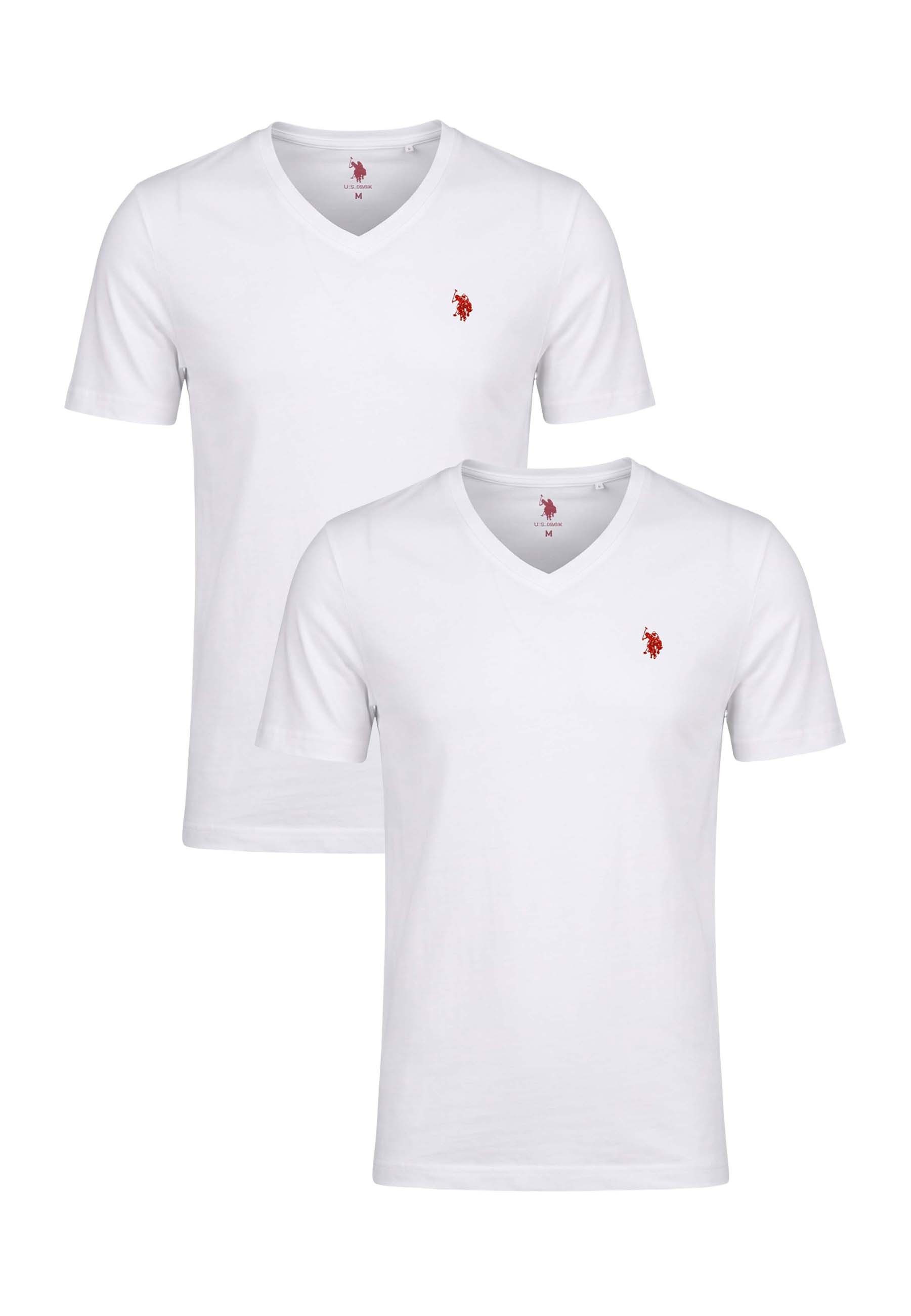 U.S. Polo Assn. T-Shirt USRiider Herren V-Neck 2er Pack – Baumwollmix Basic Moderne V-Ausschnitt Shirts mit weichem Tragegefühl