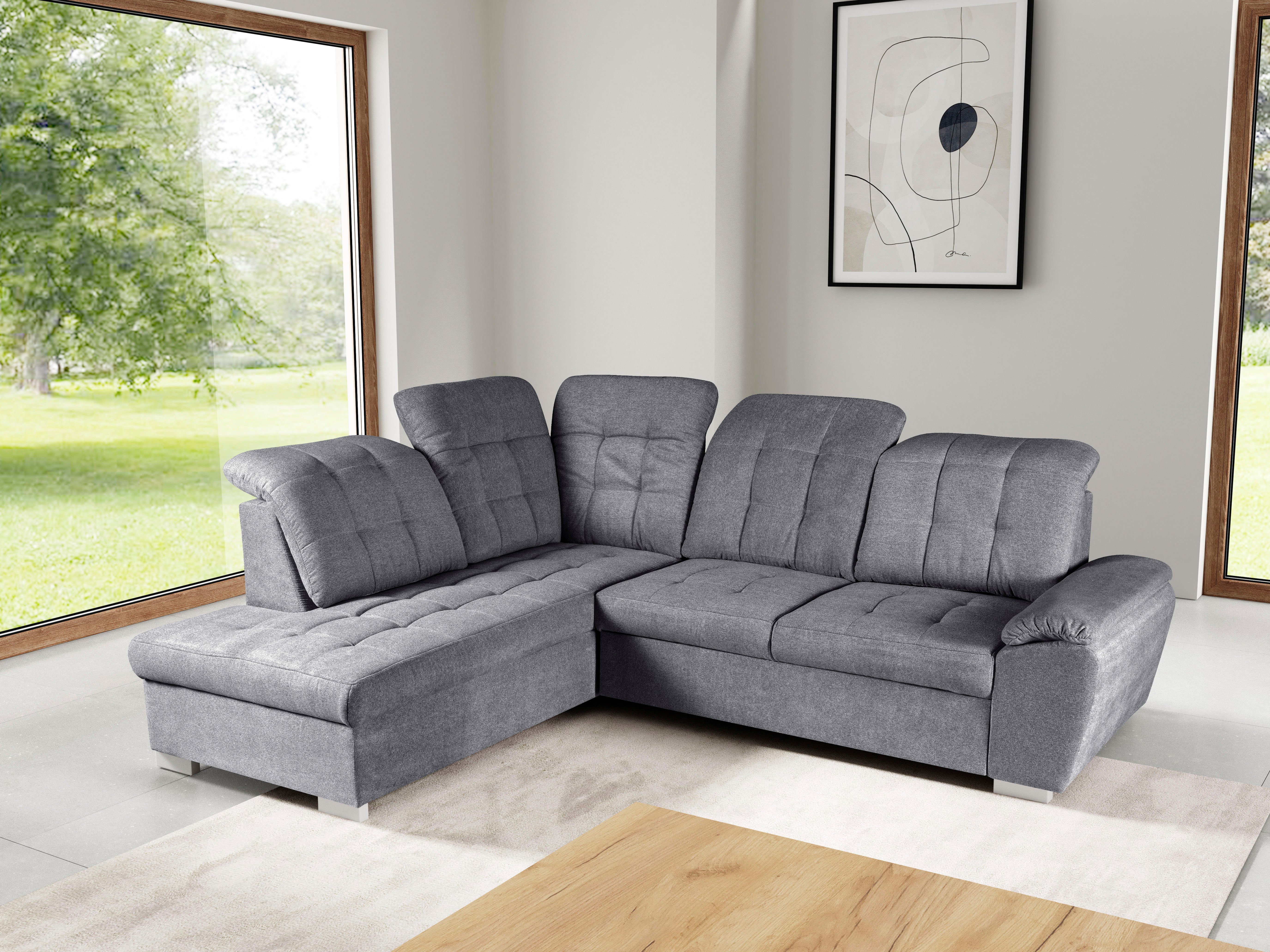 WERK2 Ecksofa Brindisi, Multifunktion, bequem & komfortabel, Breite 263cm, L-Form, mit verstellbaren Kopfteilen, Bettfunktion & Bettkasten