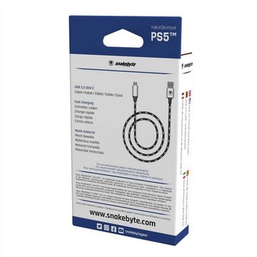 Snakebyte PS5 USB CHARGE&DATA:CABLE 5 (2M) USB-Kabel, (200 cm), für PlayStation 5 Controller