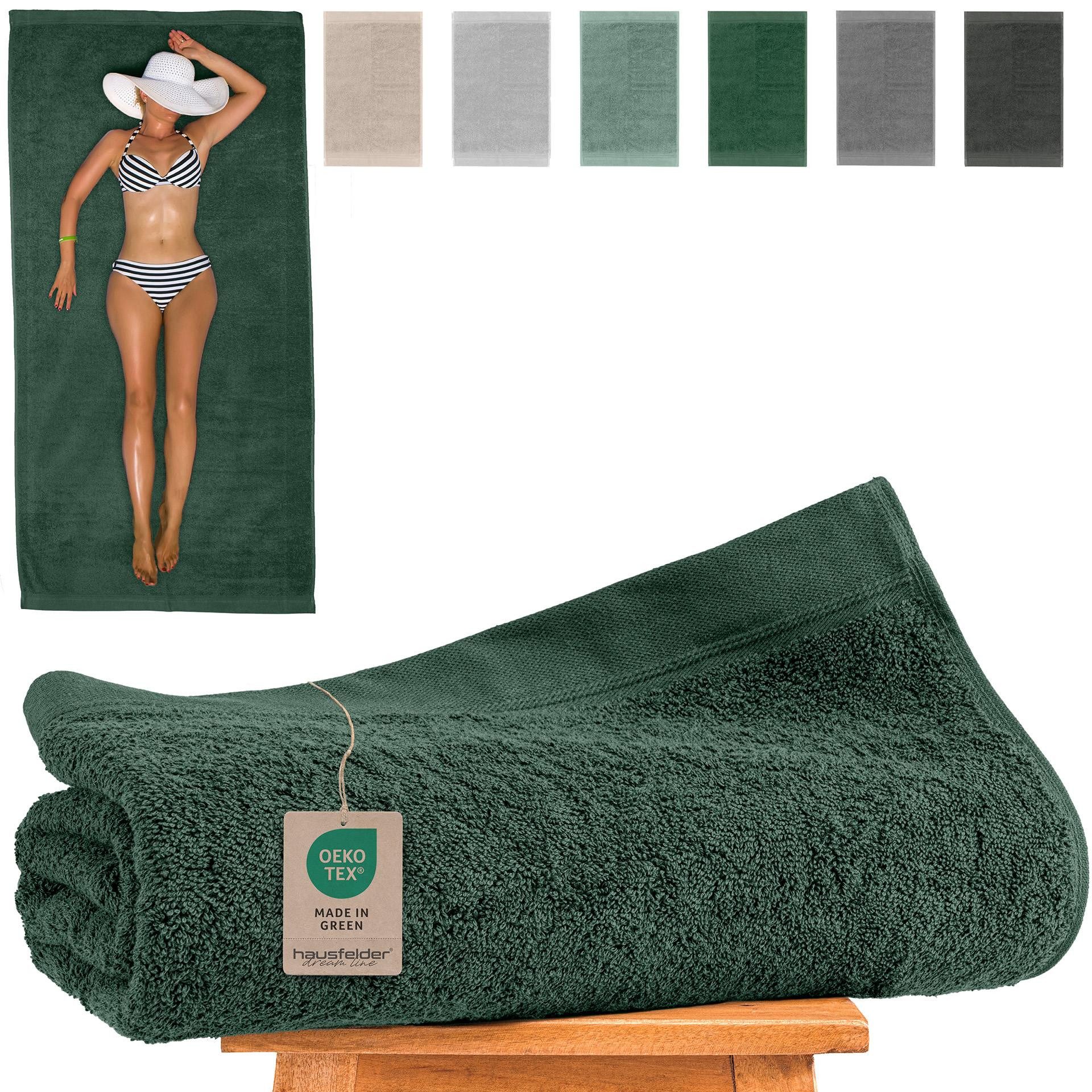 Hausfelder Saunatuch Saunahandtuch 100x200cm XXL Baumwolle Frottee 500g/m²Dunkelgrün, Baumwollfrottee (1-St), Mit Aufhängeschlaufen, saugstark