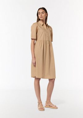 comma casual identity Maxikleid Baumwollkleid mit Hemdkragen Raffung